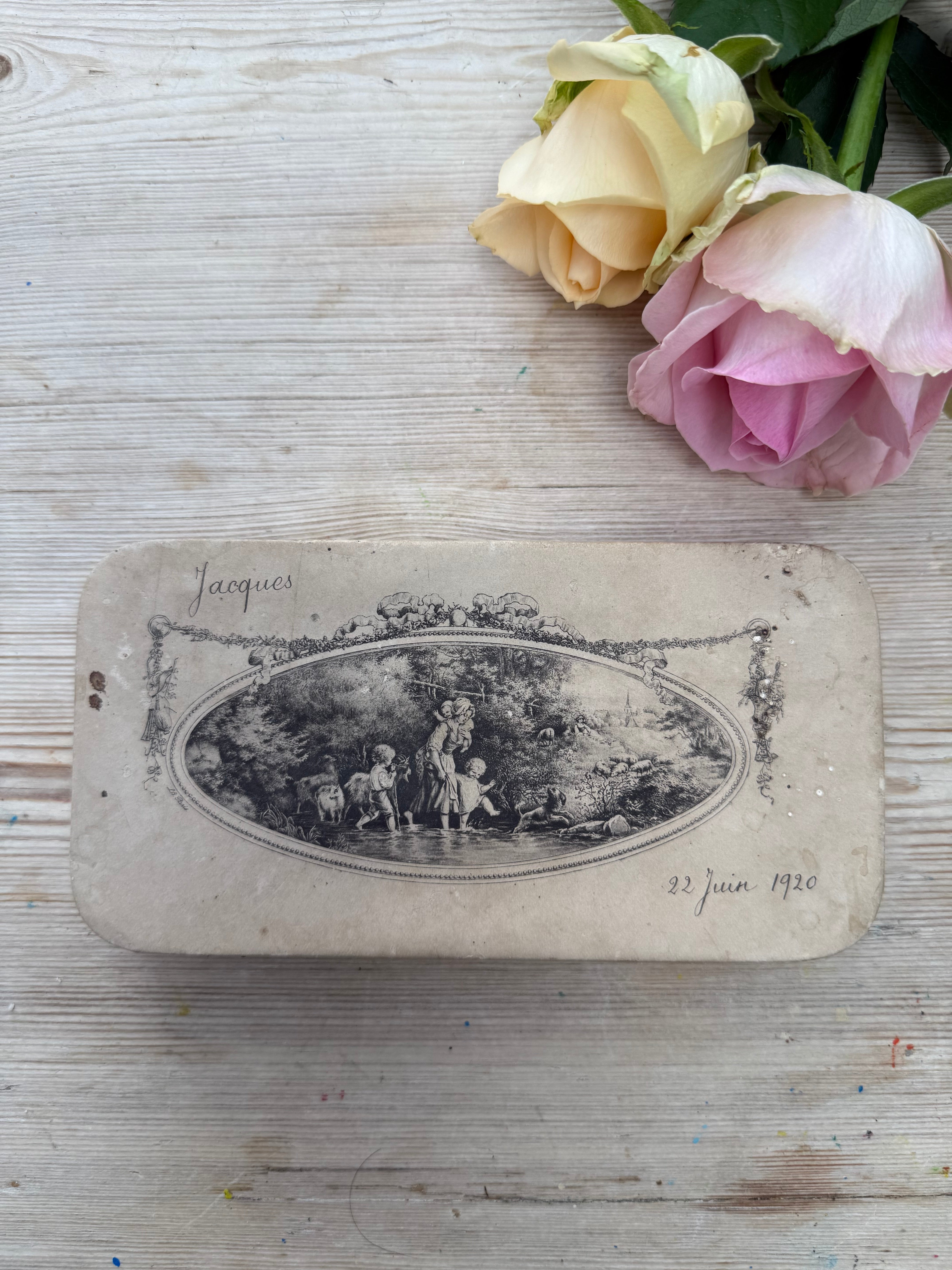 Antique French Baptism Paper Bonbon/ Chocolate Box circa 1900’s
