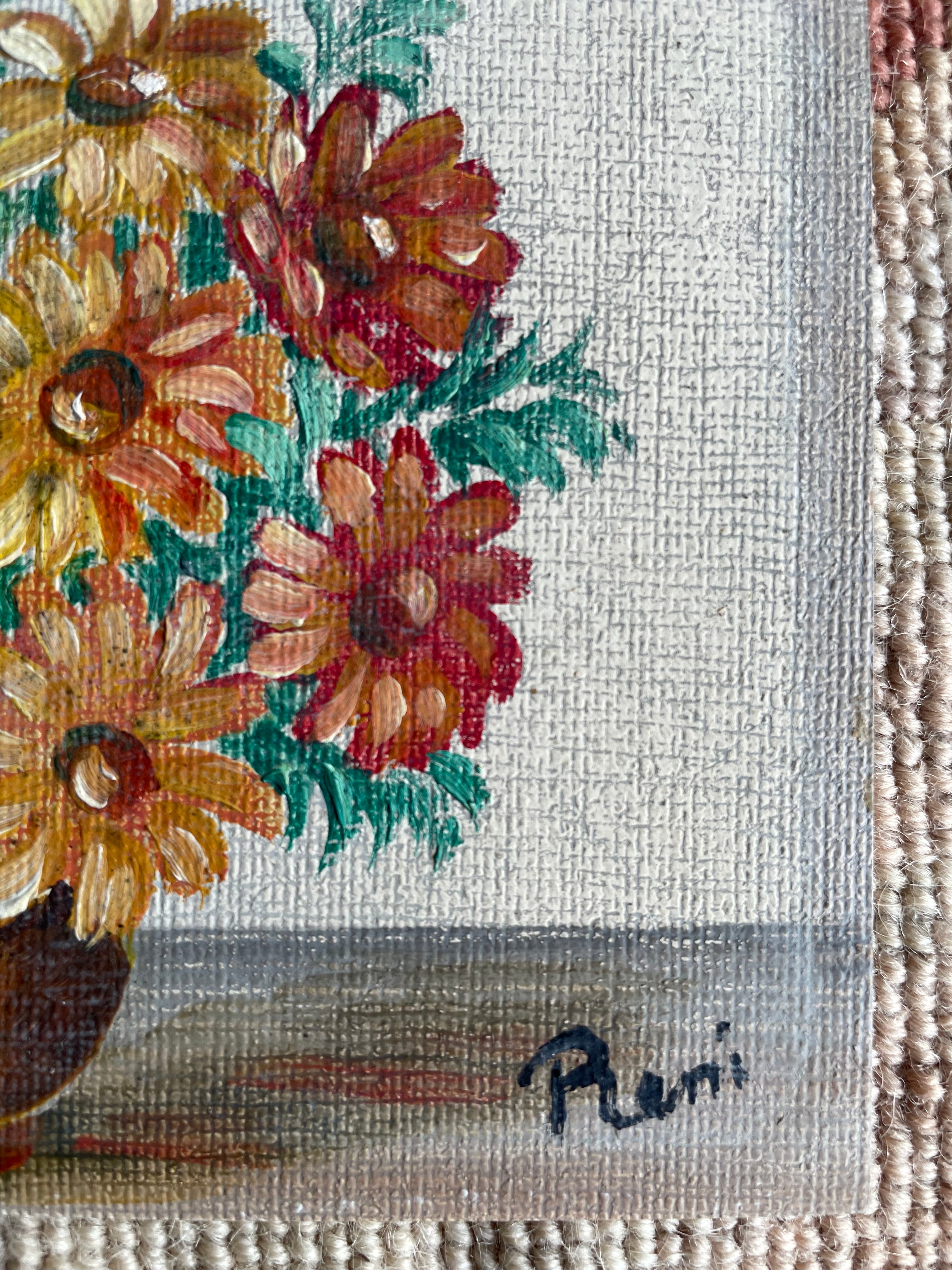 Mini Vintage Floral on Board with Gilt Easel