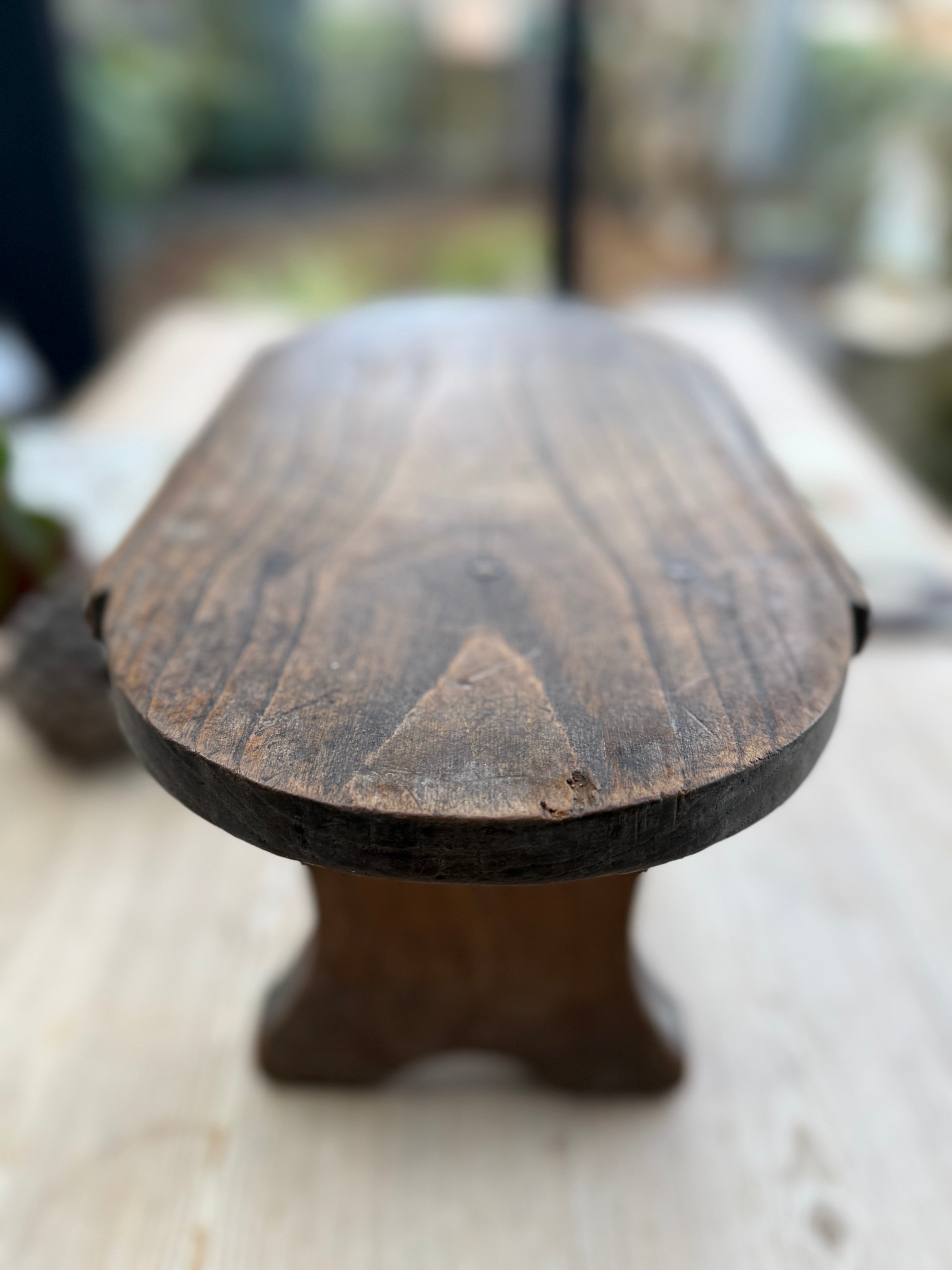 Antique Oval French Oak Country Stool