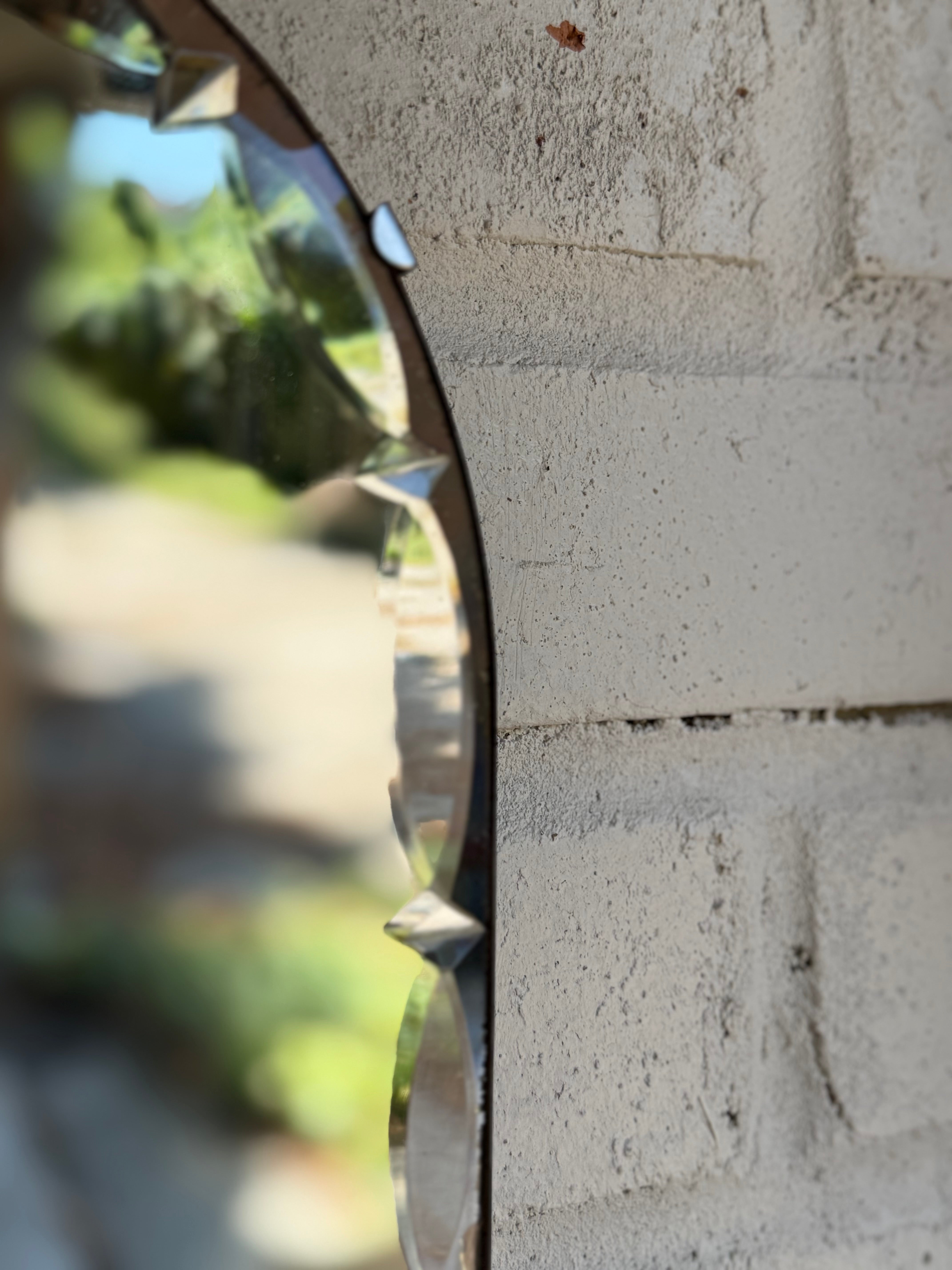 Small Art Deco Wall Mirror with Original Bevelled Glass