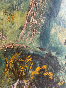 A fisherman amongst the trees: 19th Century Unframed Oil on Wood