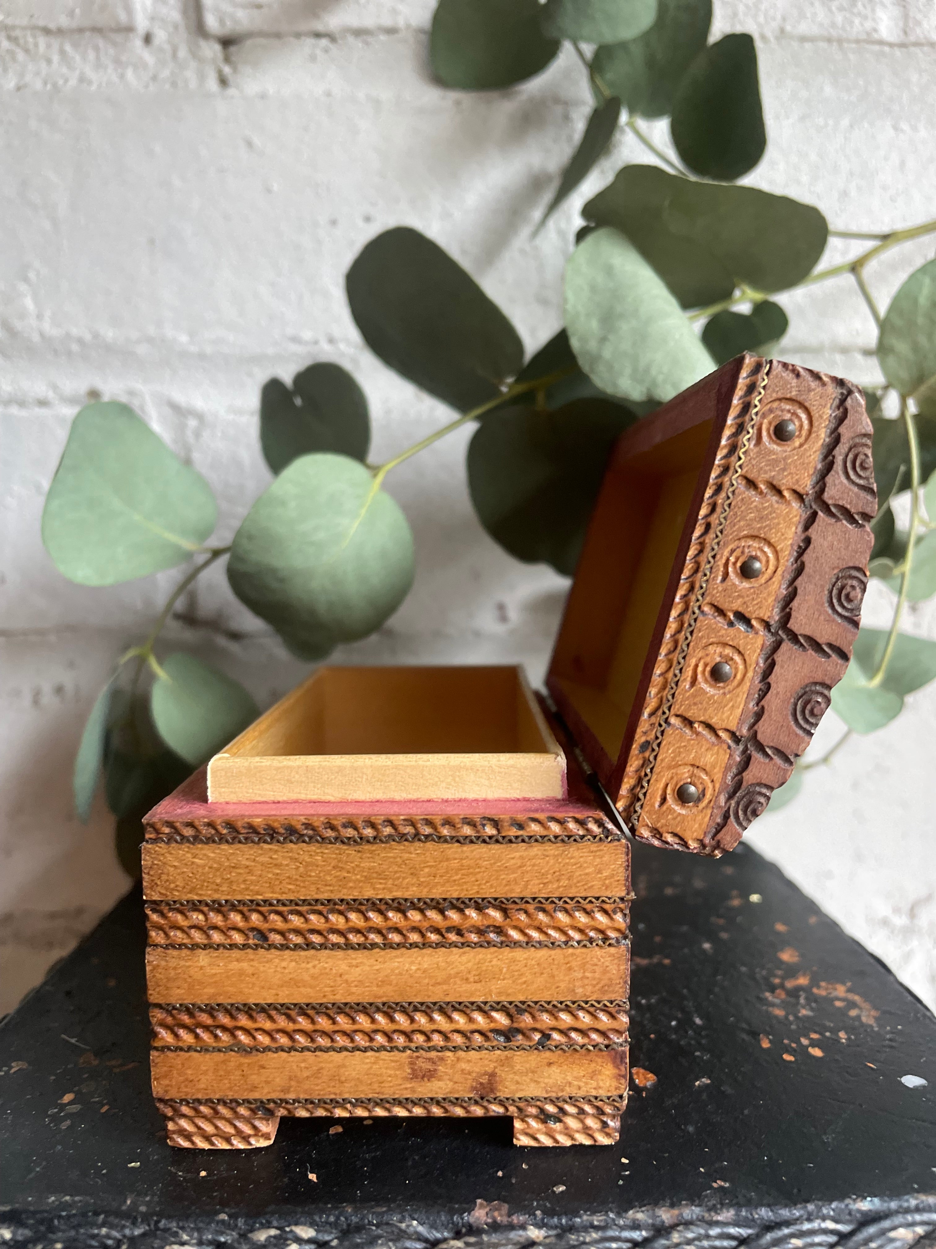 Tiny Carved Trinket Treasure Chest