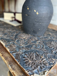 Timeworn Interior Decorators Sample Panel with Victorian Lincrusta Wallcovering