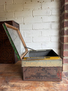 Rare Antique Crawfords Biscuit Shop Counter Display Tin with Glass Top Lid