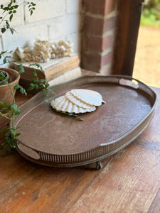 Early 20th Century Engraved Silver Plate on Copper Gallery Tray