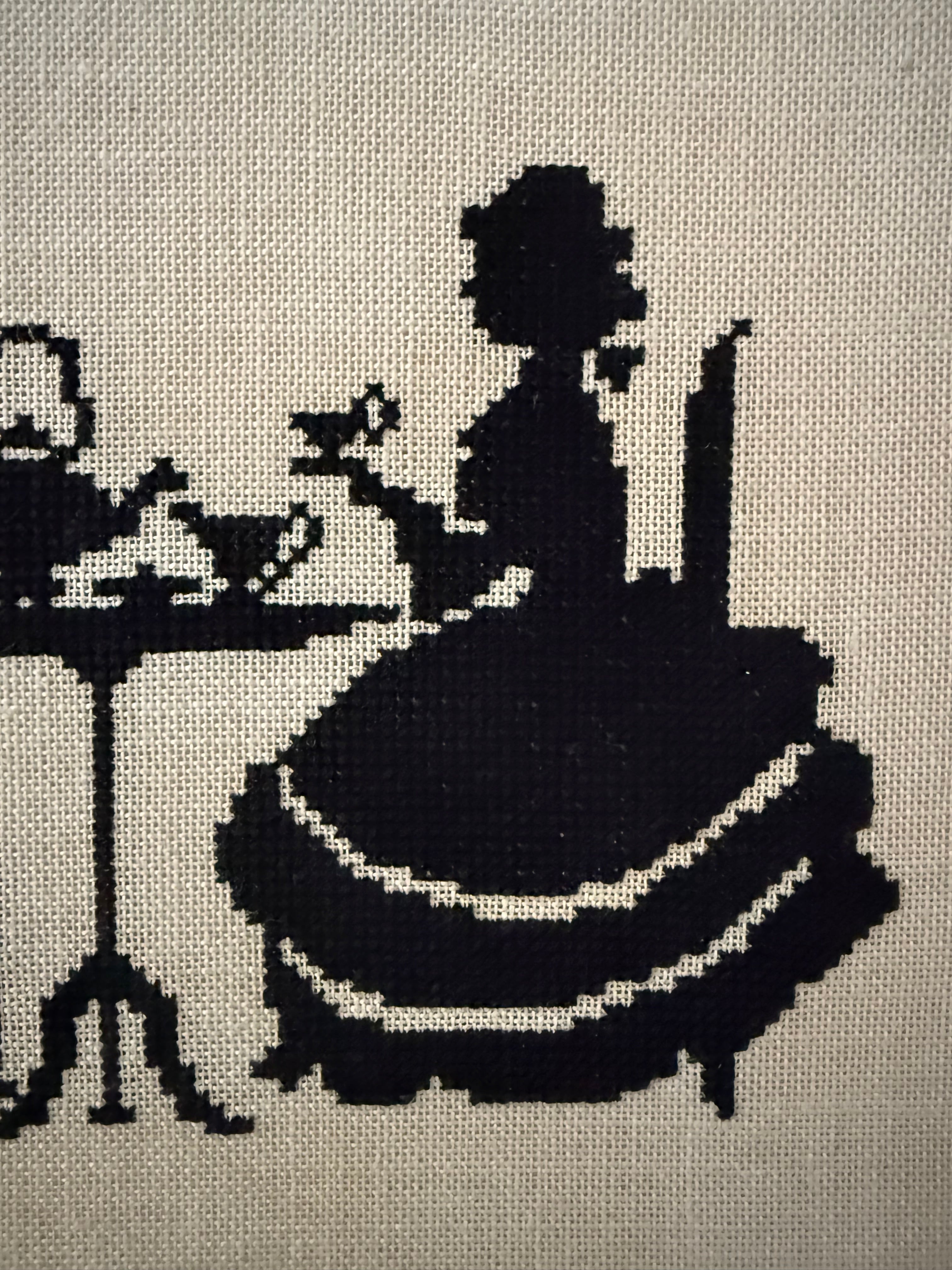 Vintage Framed Needlework Silhouette