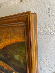 Moody Sunset: Impasto Oil on Hessian pasted on Board
