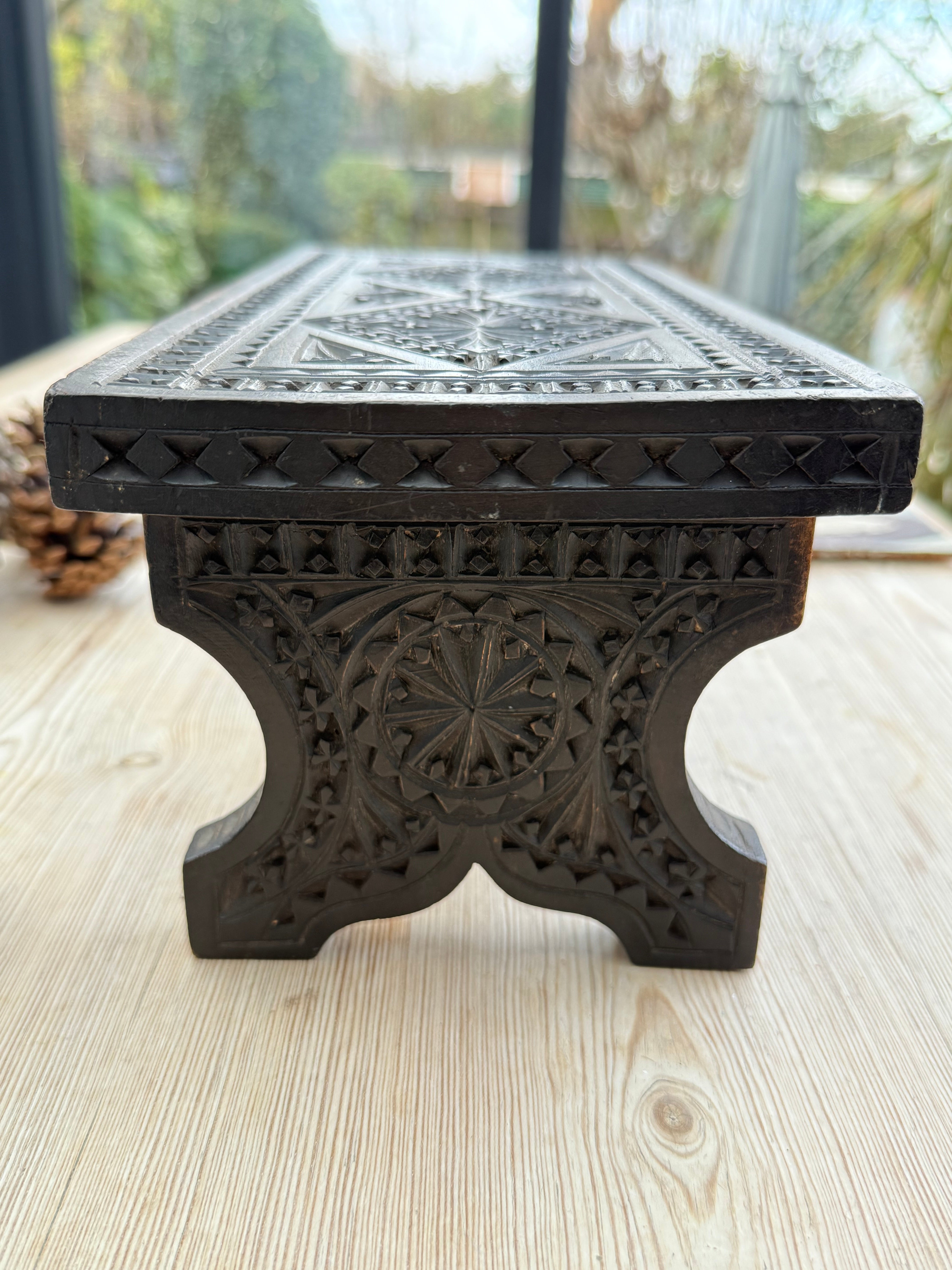 19th Century Hand-Carved Low Stool/Display Stand