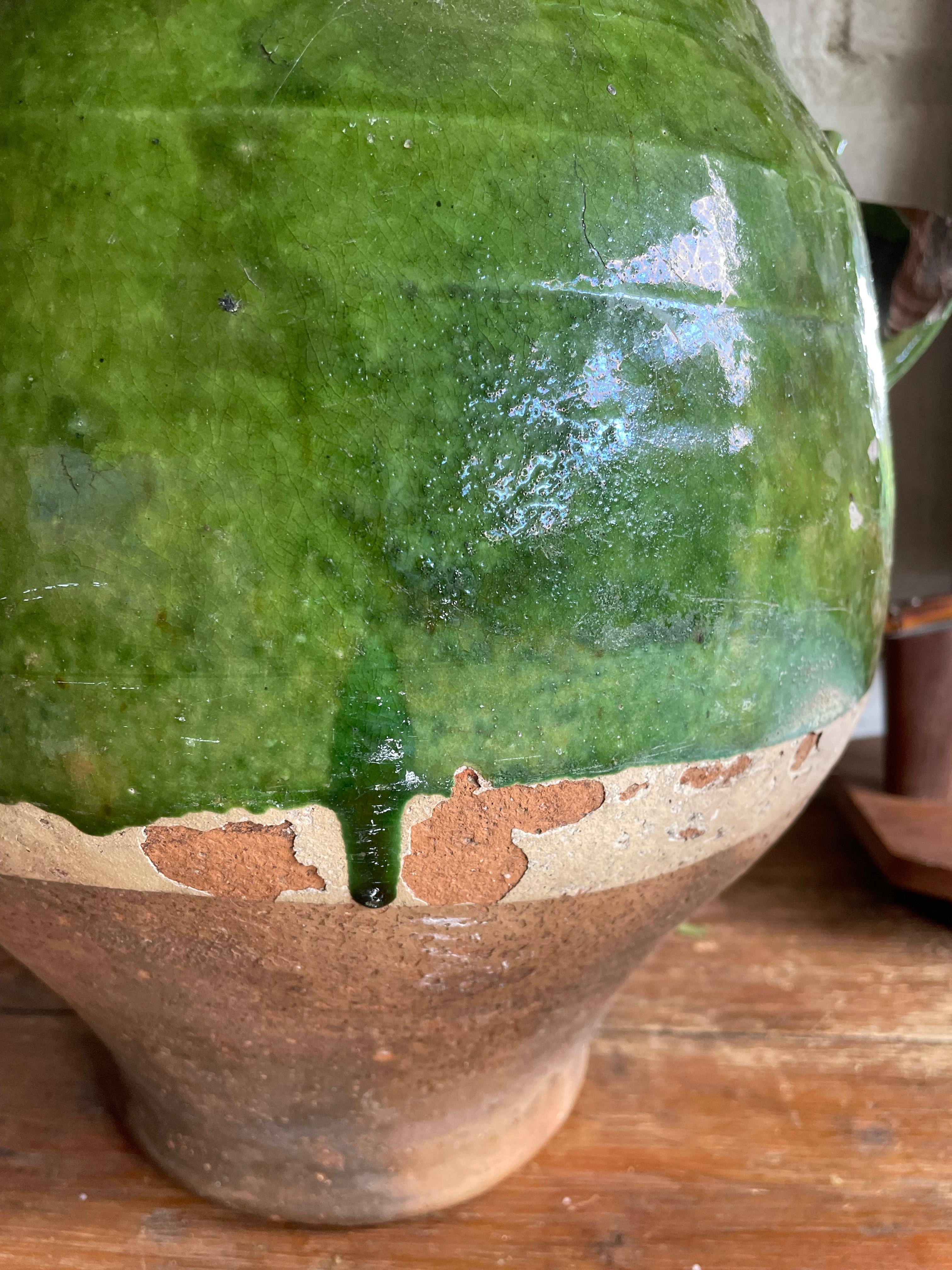 Large 19th Century French Green Confit Pot