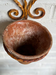 Rustic French Iron Plant Holder with Antique Resin Pot 1