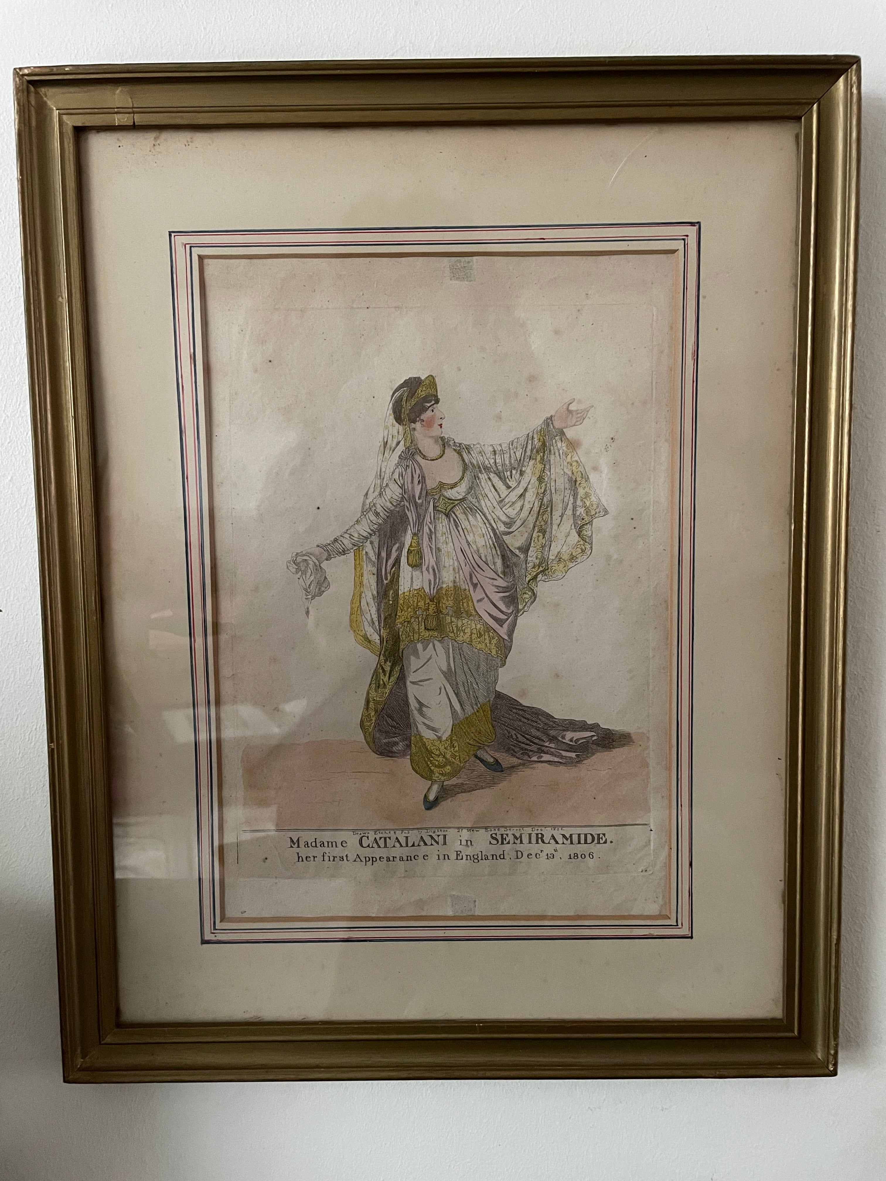 Pair of 1800s Framed Theatrical Coloured Lithographs