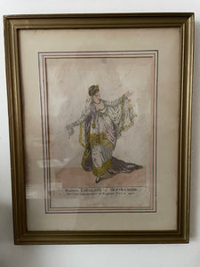 Pair of 1800s Framed Theatrical Coloured Lithographs