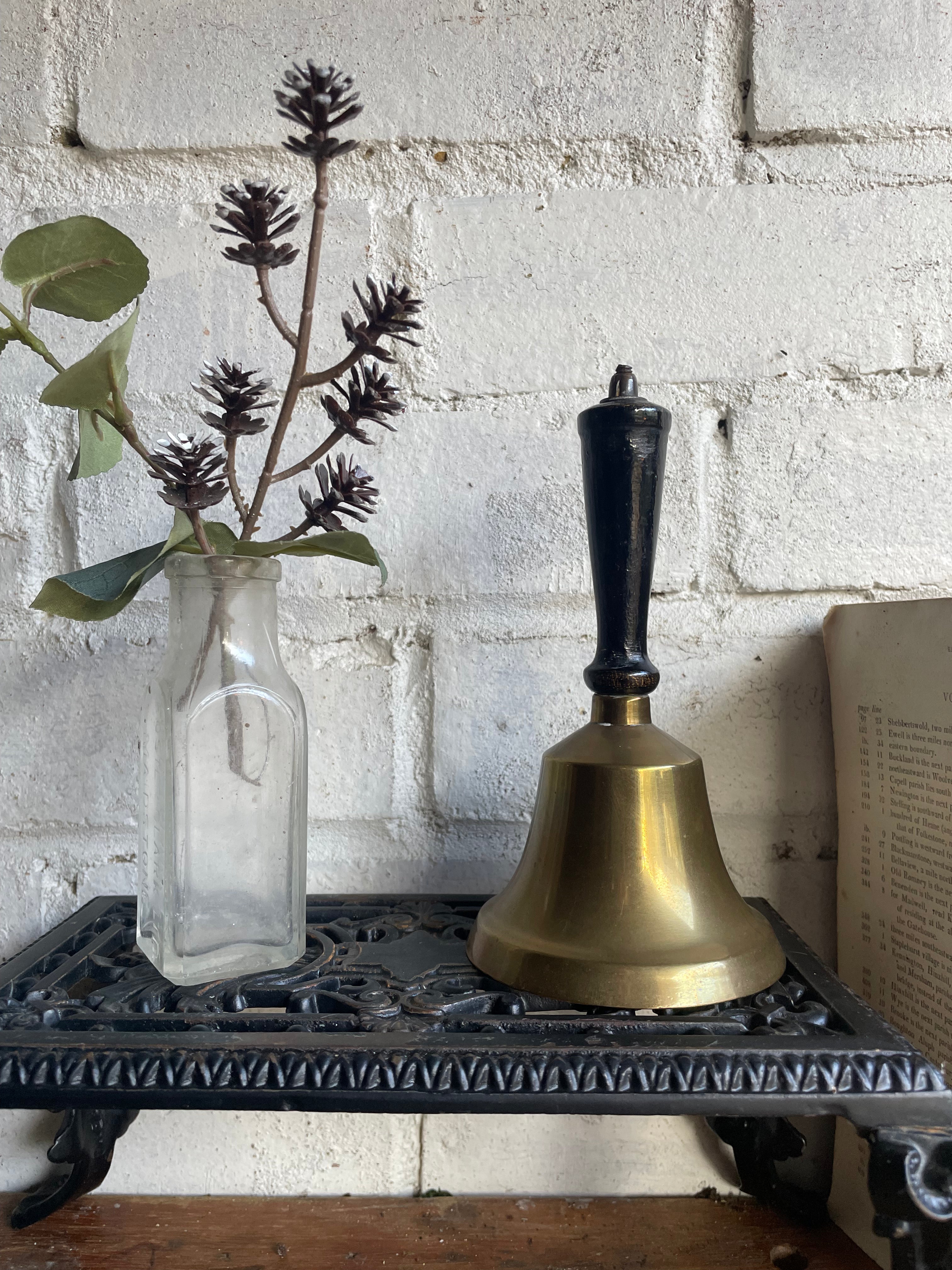 Antique Brass Handbell with Wood Handle