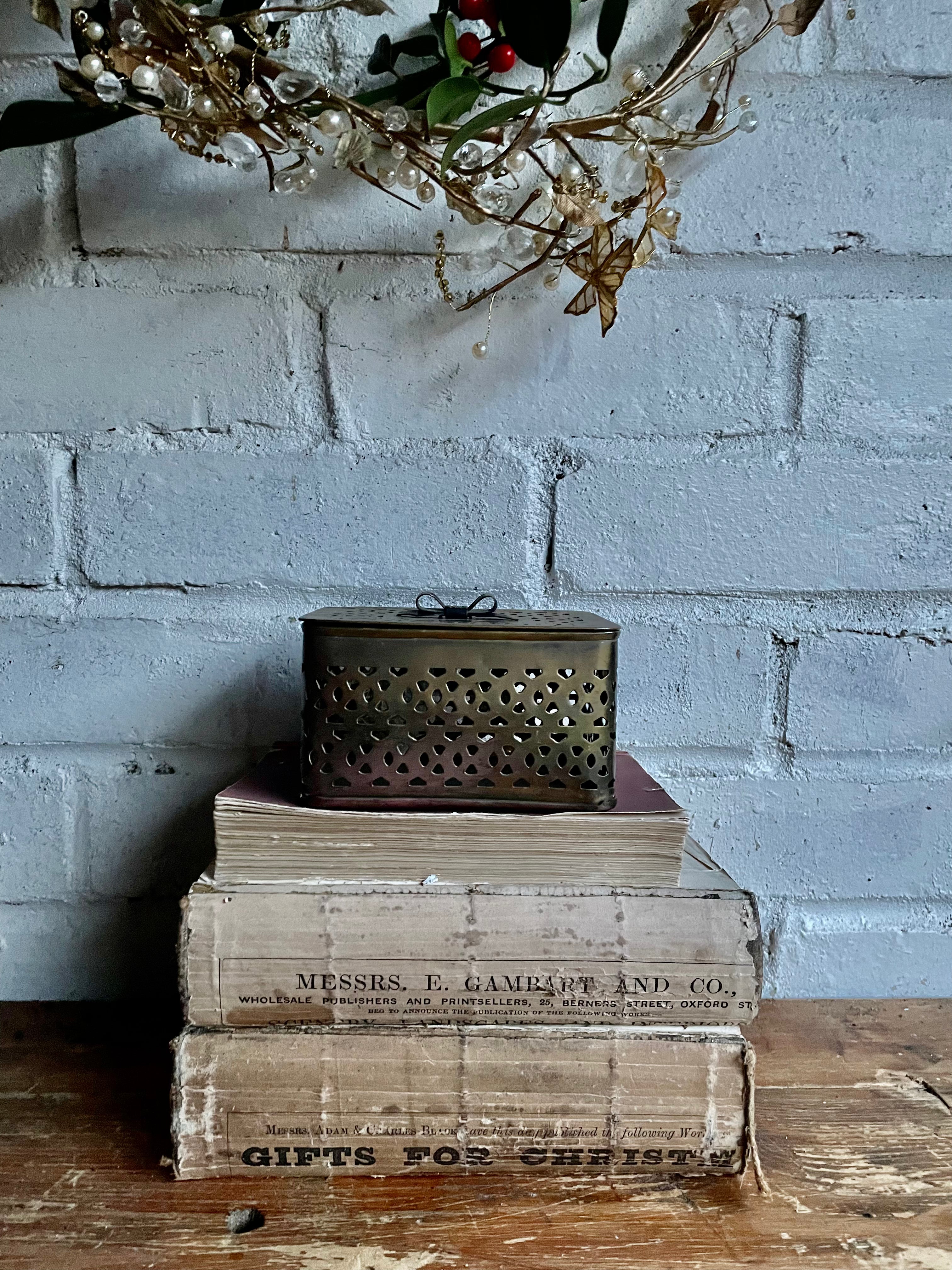 Small 19th Century Brass Pot-Pourri Box with Metal Bow detail