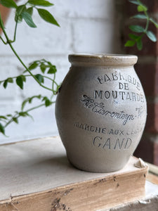 Small Antique Belgian Stoneware Mustard Pot