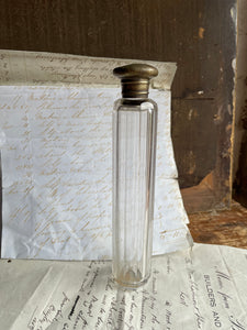Victorian Silver Plate & Glass Toothbrush Holder with Engraved Initials
