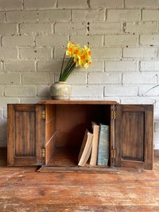 Rustic Wooden Tabletop Cabinet with Two Doors