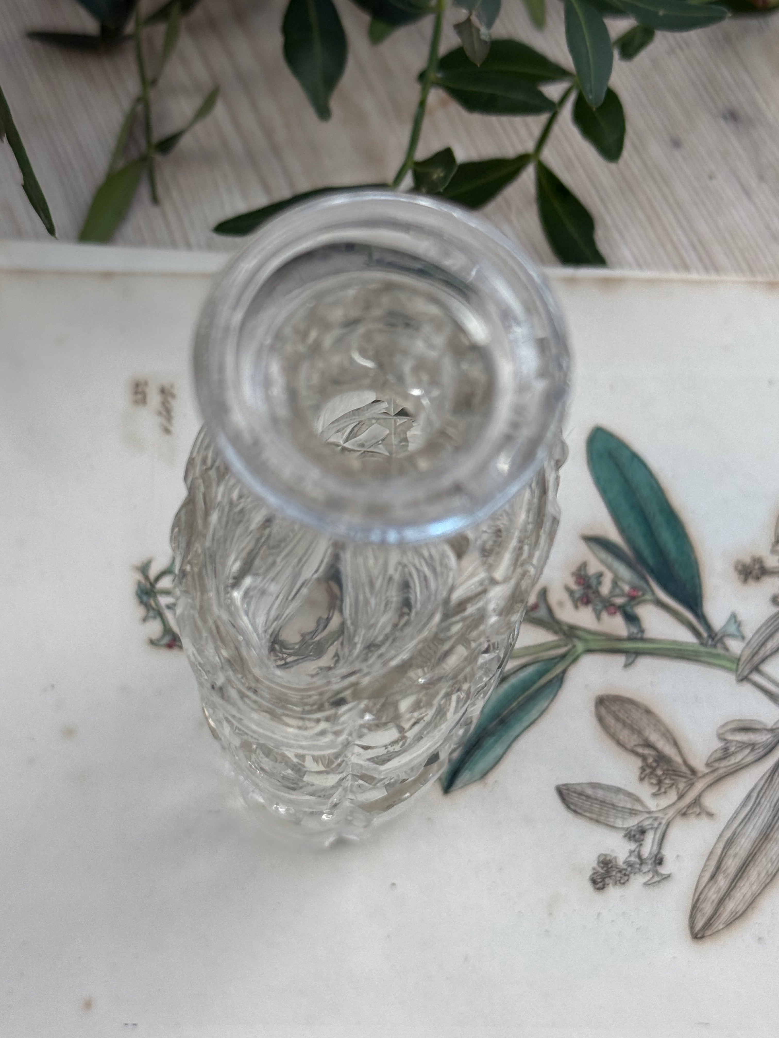 Circa 1870s: Small Victorian Cut-Glass Perfume Bottle
