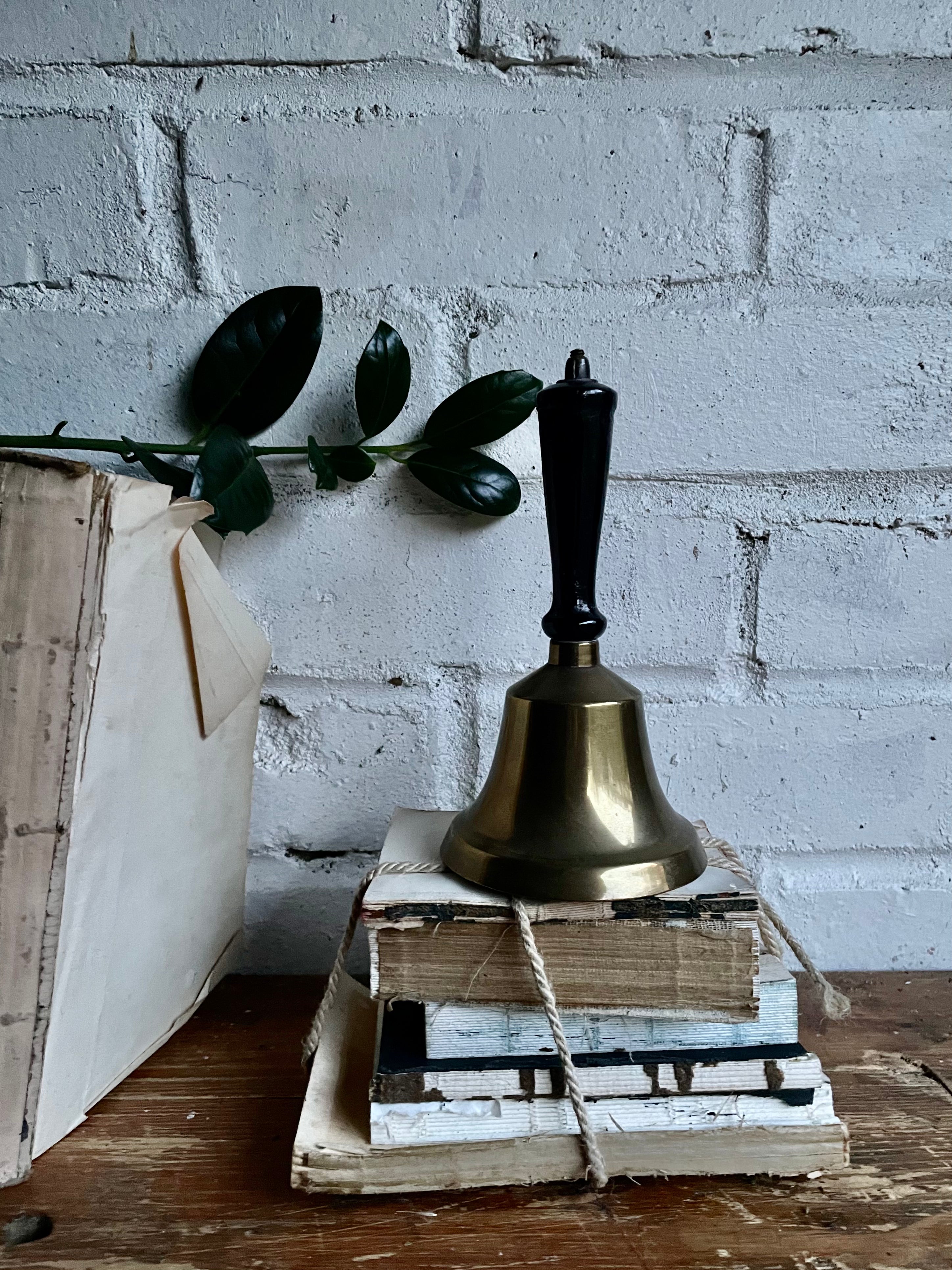 Antique Brass Handbell with Wood Handle