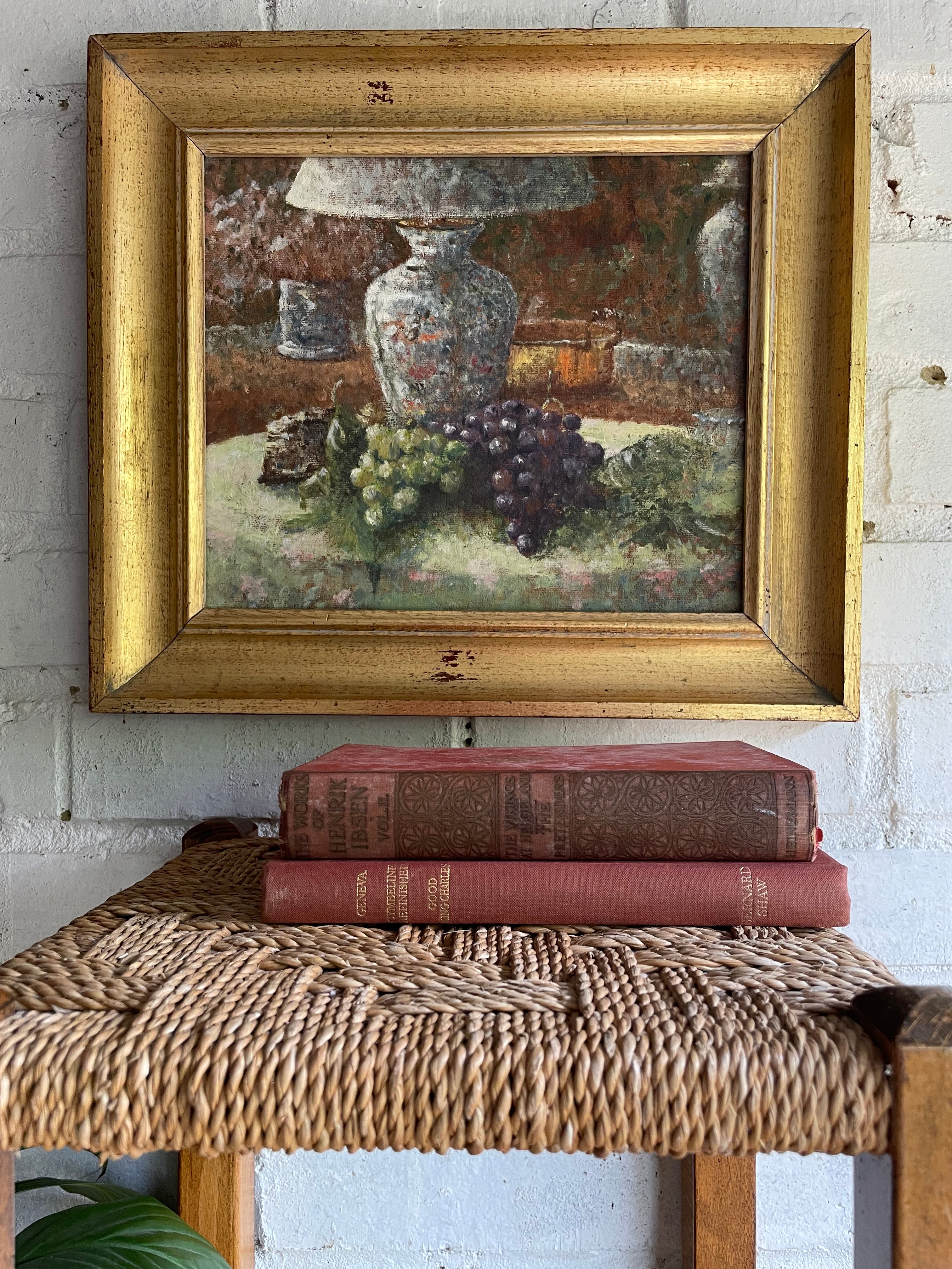 Fruit Still Life:  Framed Vintage Oil on Board