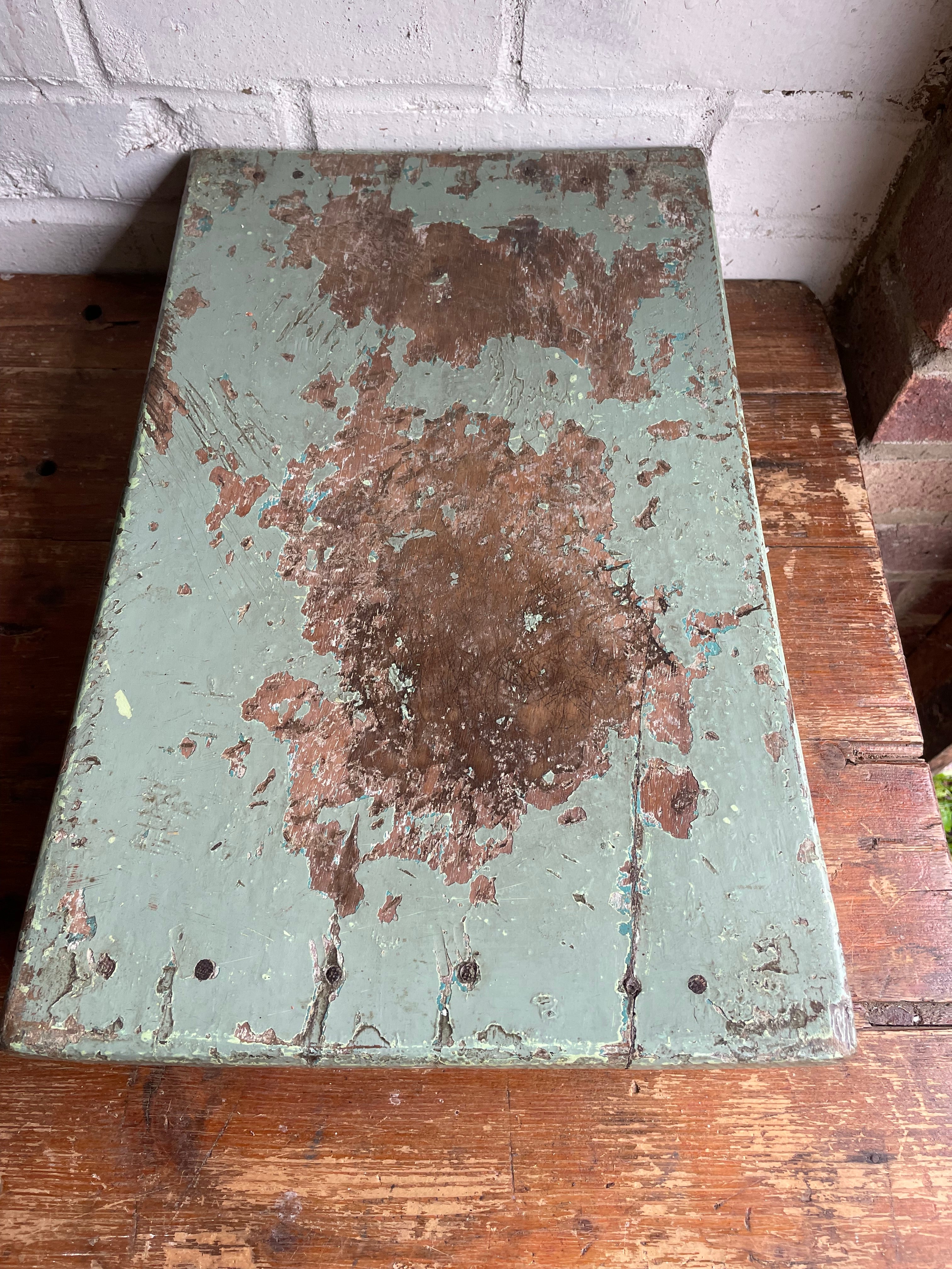 Rustic Painted Wooden Low Stool or Display Stand