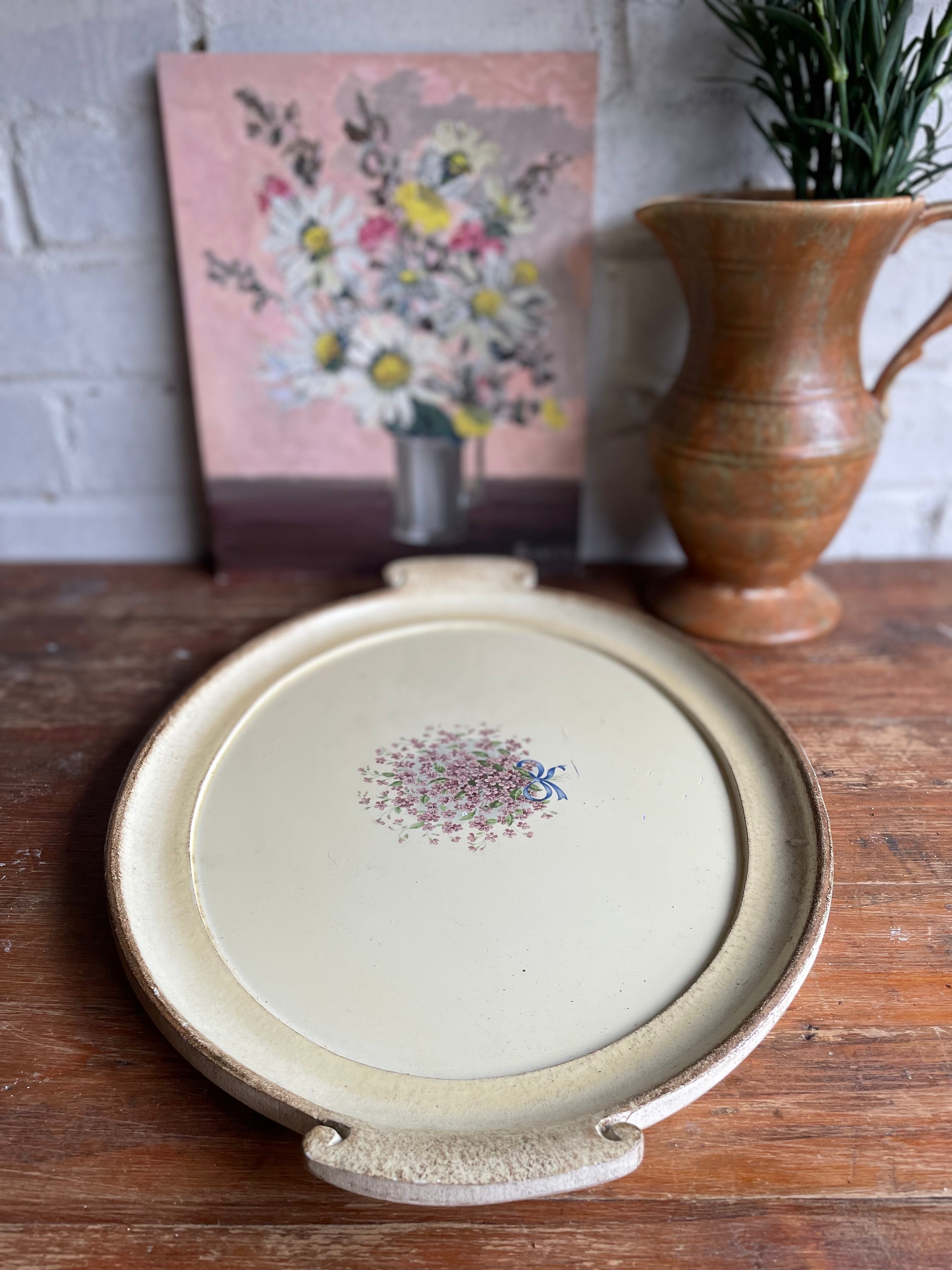 Hand-Painted Floral Wooden Tray
