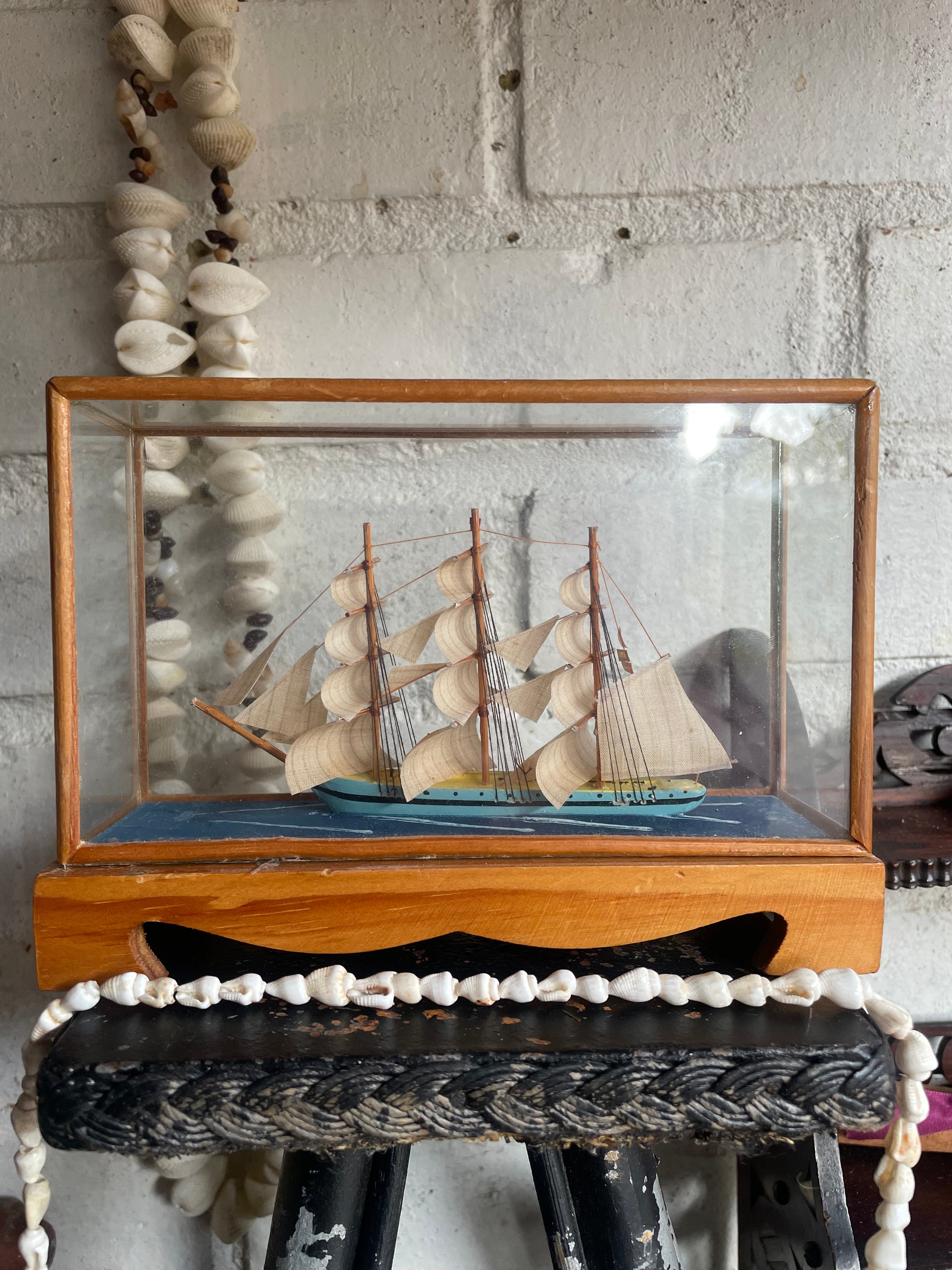 Little Miniature Ship in Glass Box