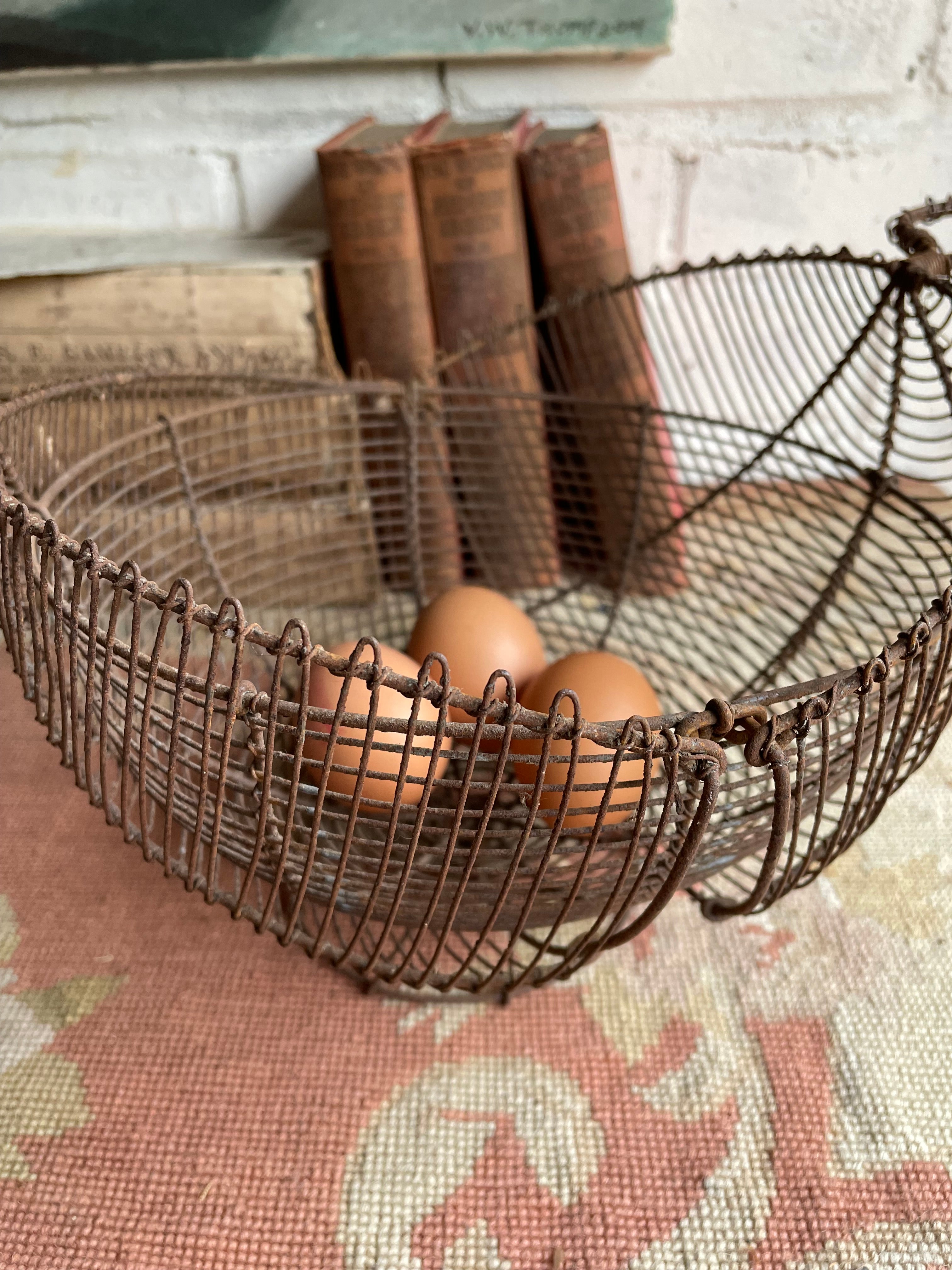 French Vintage Wire Egg Basket
