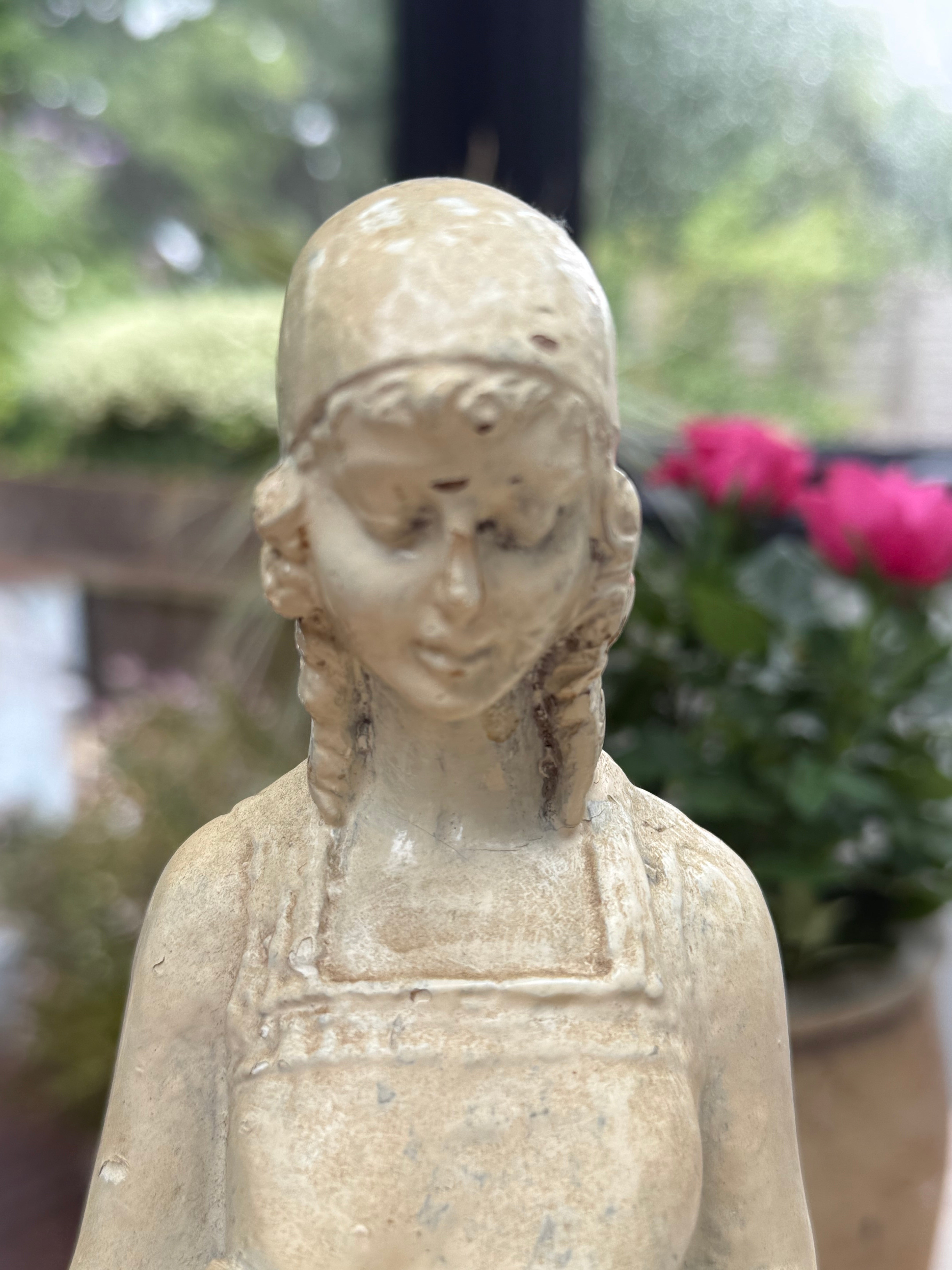 In Prayer: Beautiful Glazed Clay Sculpture