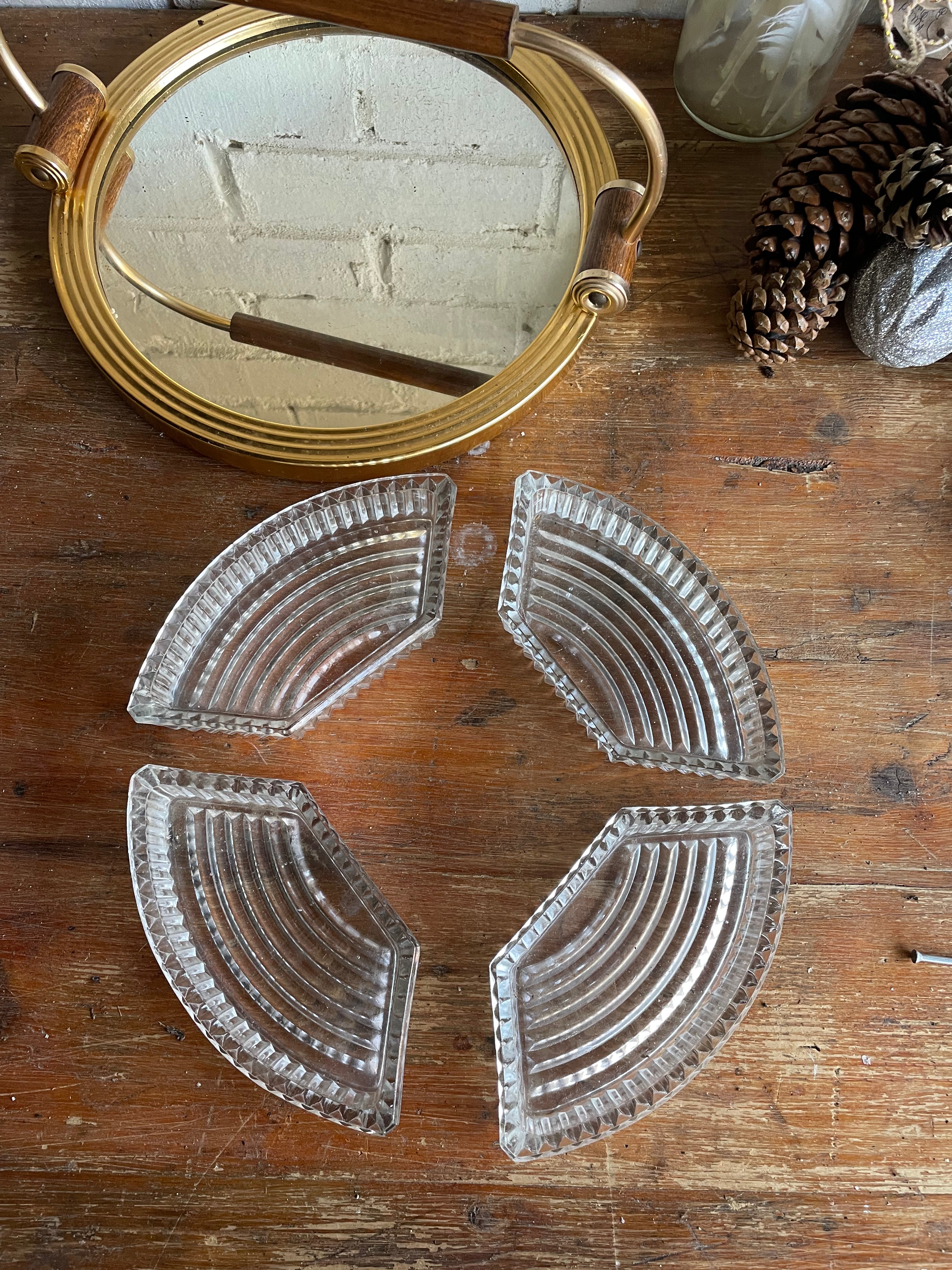 Art Deco Canapé Dish with removable glass dishes and mirrored tray