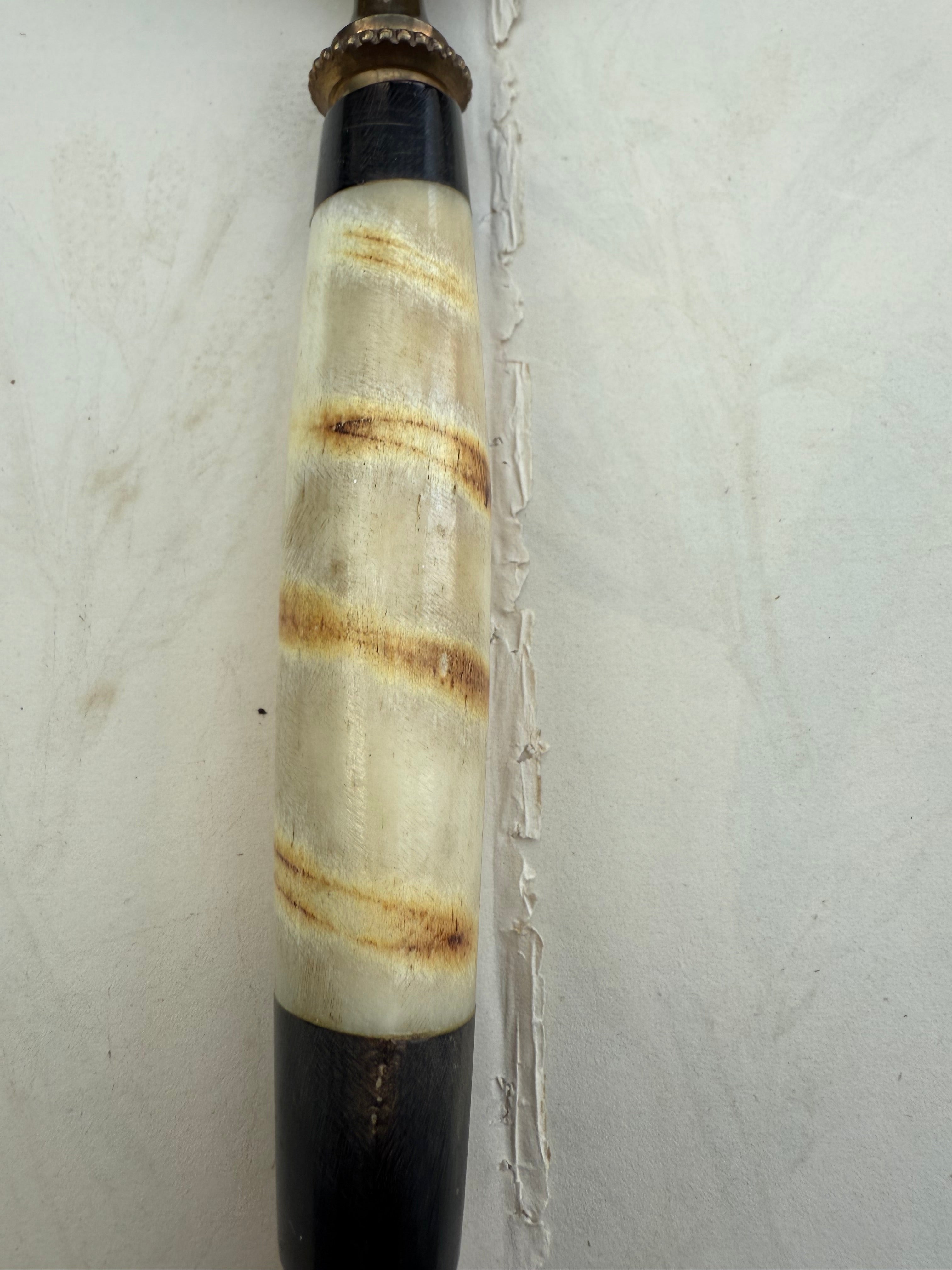 Large Vintage Brass & Alabaster Magnifying Glass: Circa 1940