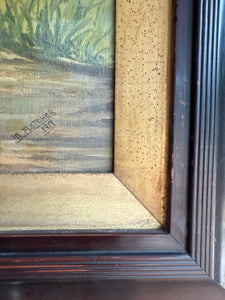 Seasonal Change: Large Early 20th Century Oil on Canvas with Ebonised Frame