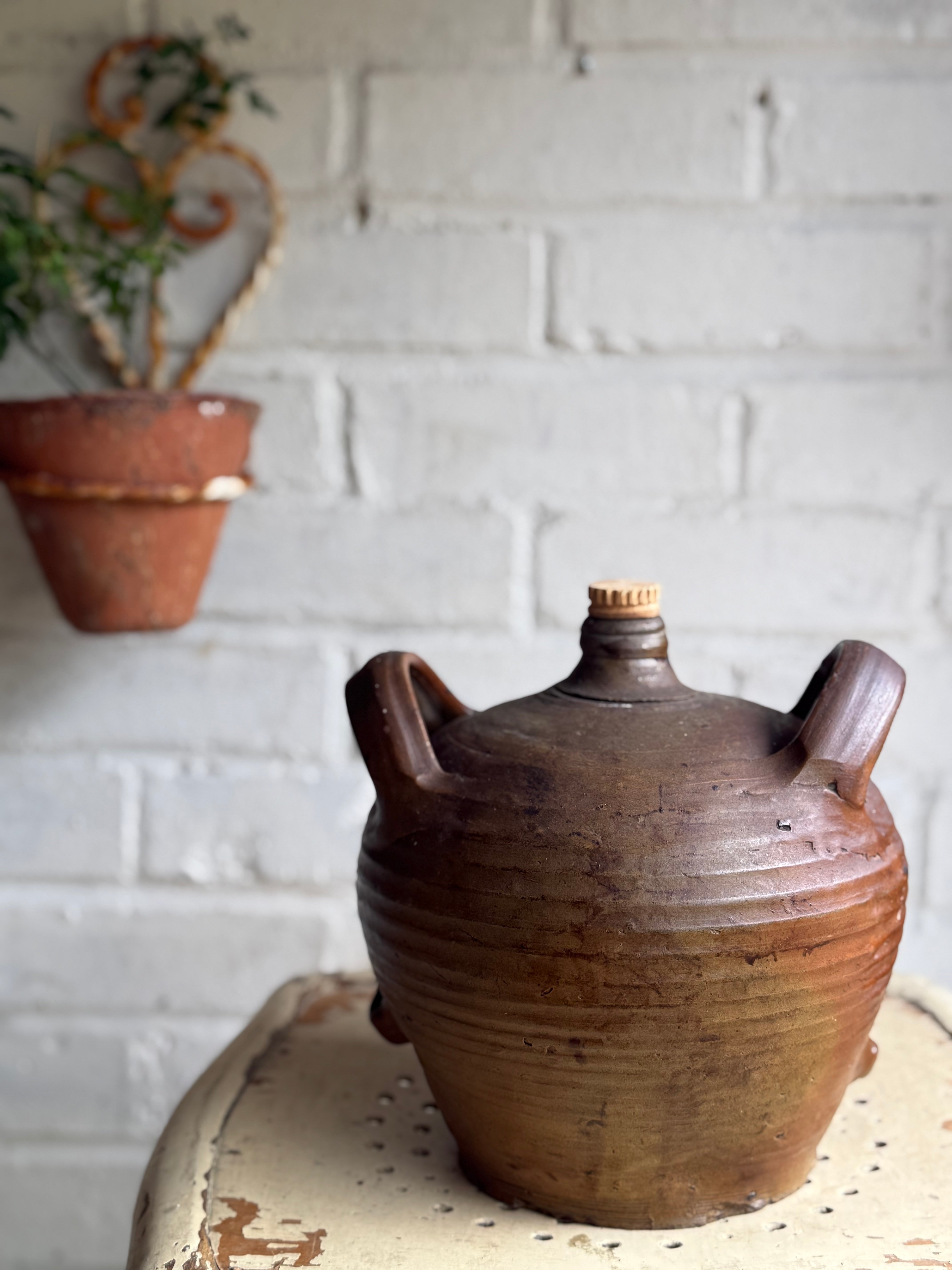 Early 20th Century Stoneware Olive Oil Jug