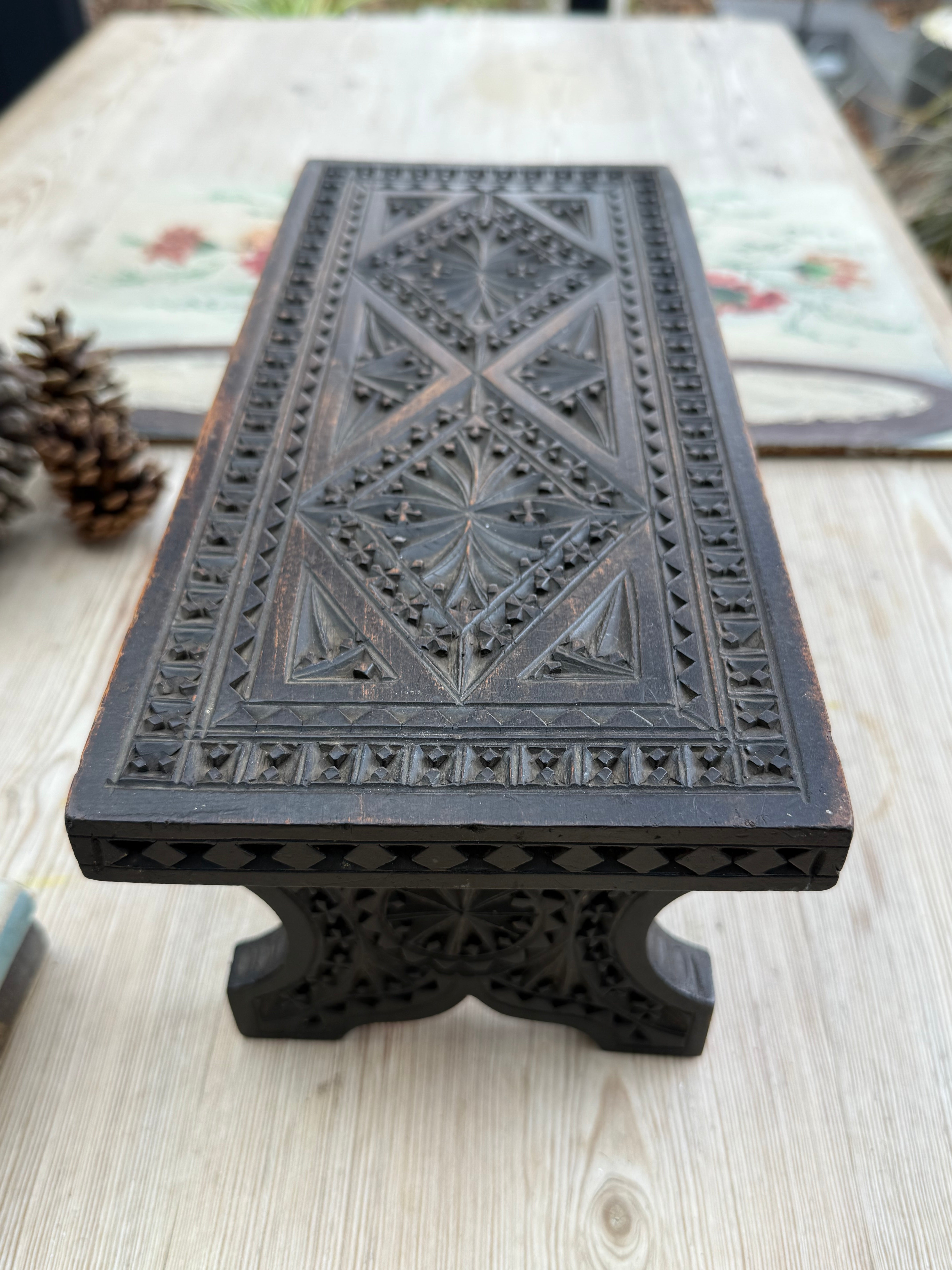19th Century Hand-Carved Low Stool/Display Stand