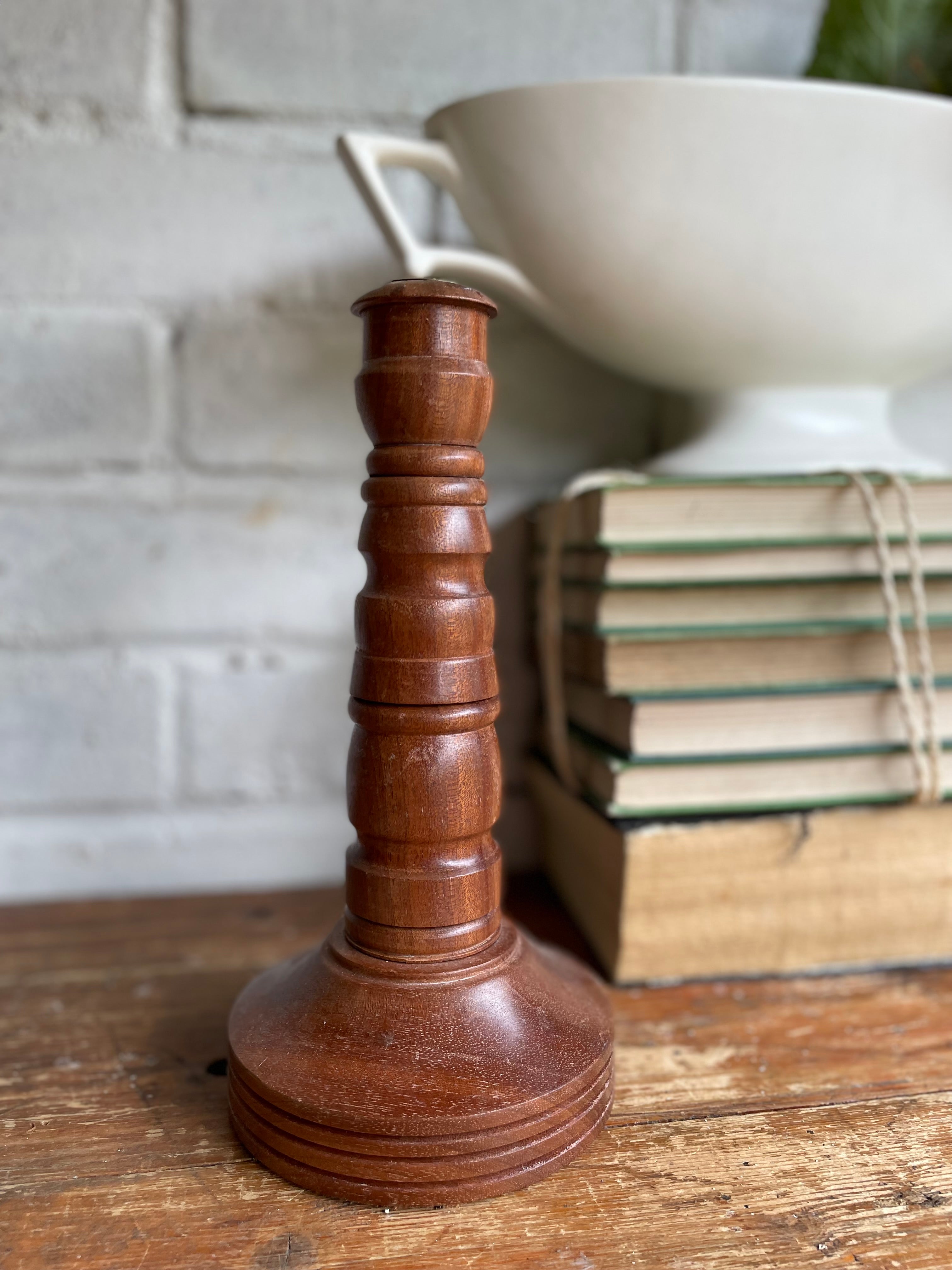 1940s Turned Wooden Candlestick with Brass Insert. Was £25 now £16.25 at checkout