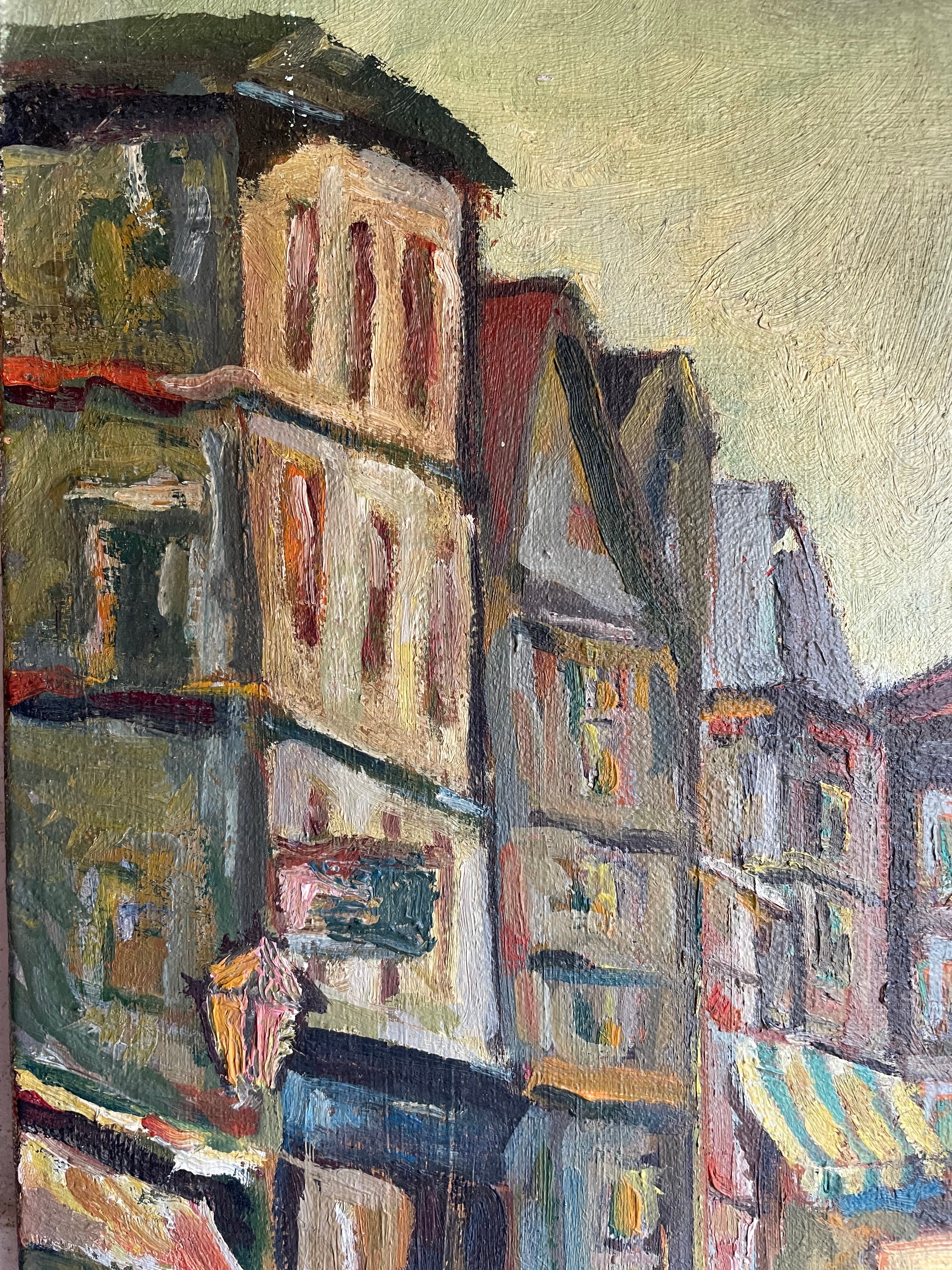 French Market Day: Antique Oil on Stretched Linen