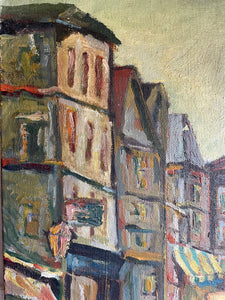 French Market Day: Antique Oil on Stretched Linen