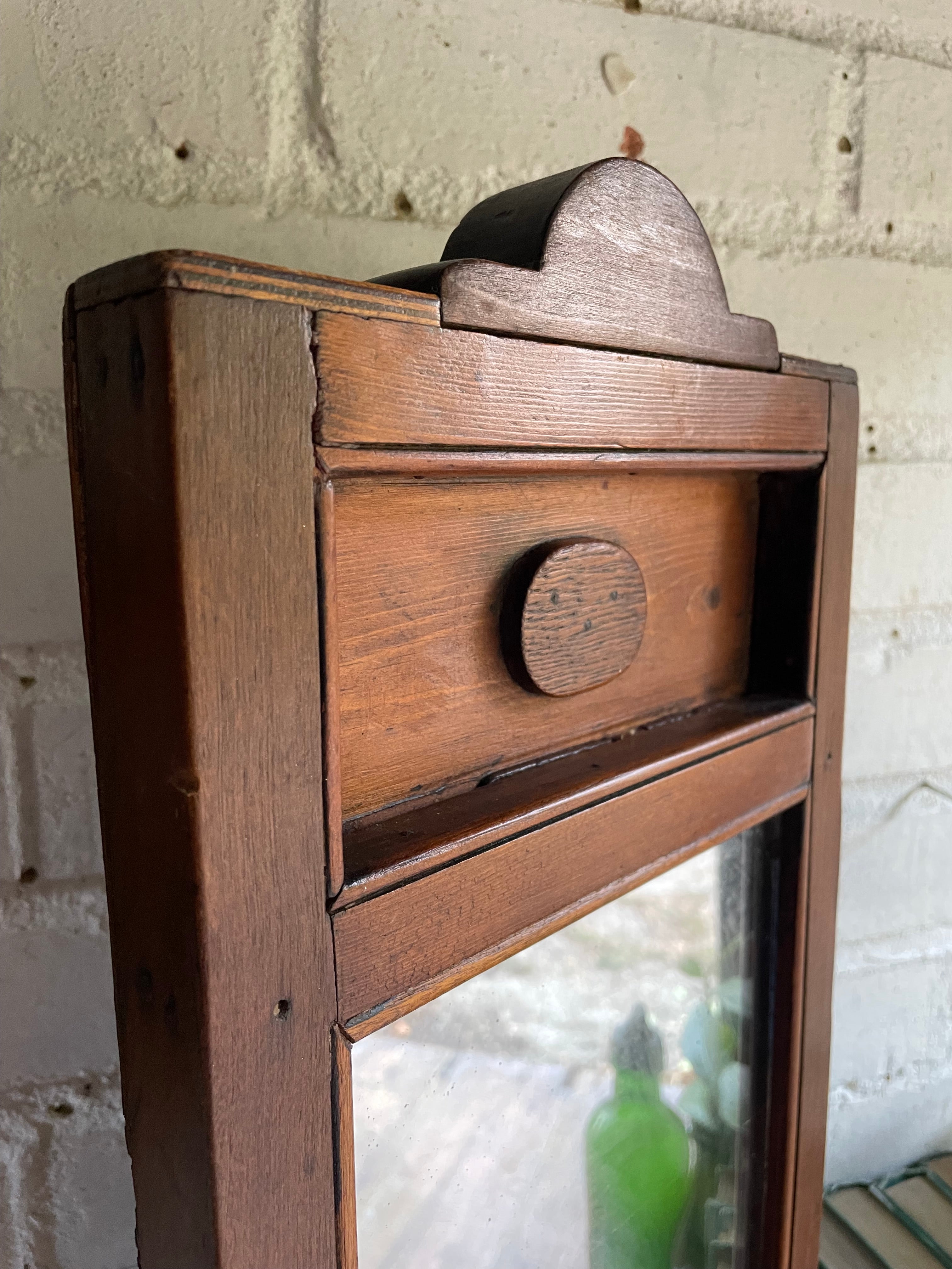 UK only delivery. 19th Century Oak Wall Unit with Mirror. Was £70 now £45.50 at checkout