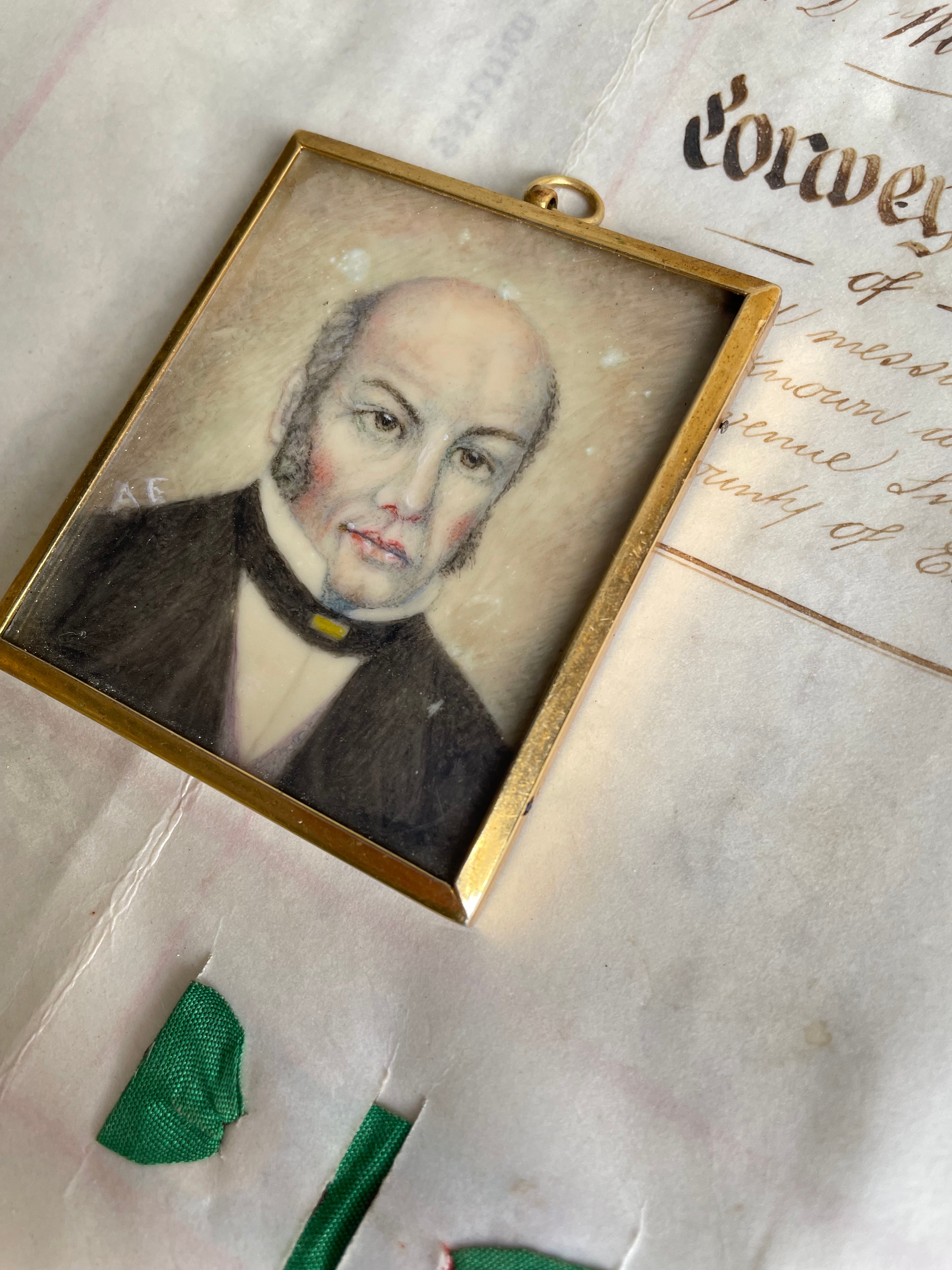 Miniature Early 19th Century Portrait of a Gentleman with Mutton Chop Sideburns: Was £55 now £38.50 at checkout