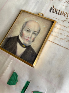 Miniature Early 19th Century Portrait of a Gentleman with Mutton Chop Sideburns: Was £55 now £38.50 at checkout