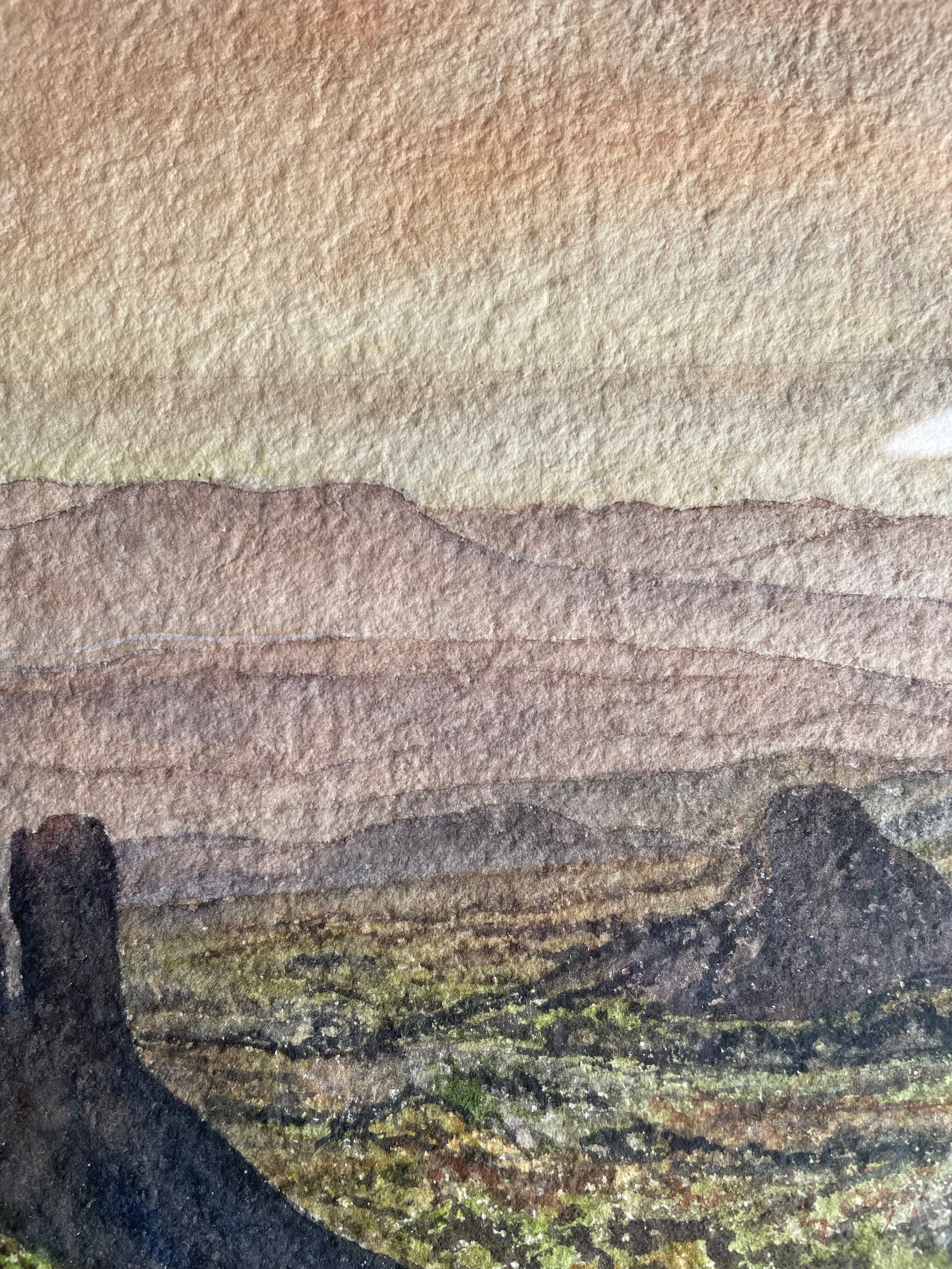 Sweeping Landscape: Signed Watercolour with Wooden Frame