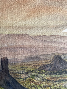 Sweeping Landscape: Signed Watercolour with Wooden Frame