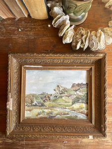 Coastal Scene: Signed Watercolour with Antique Gilt Frame