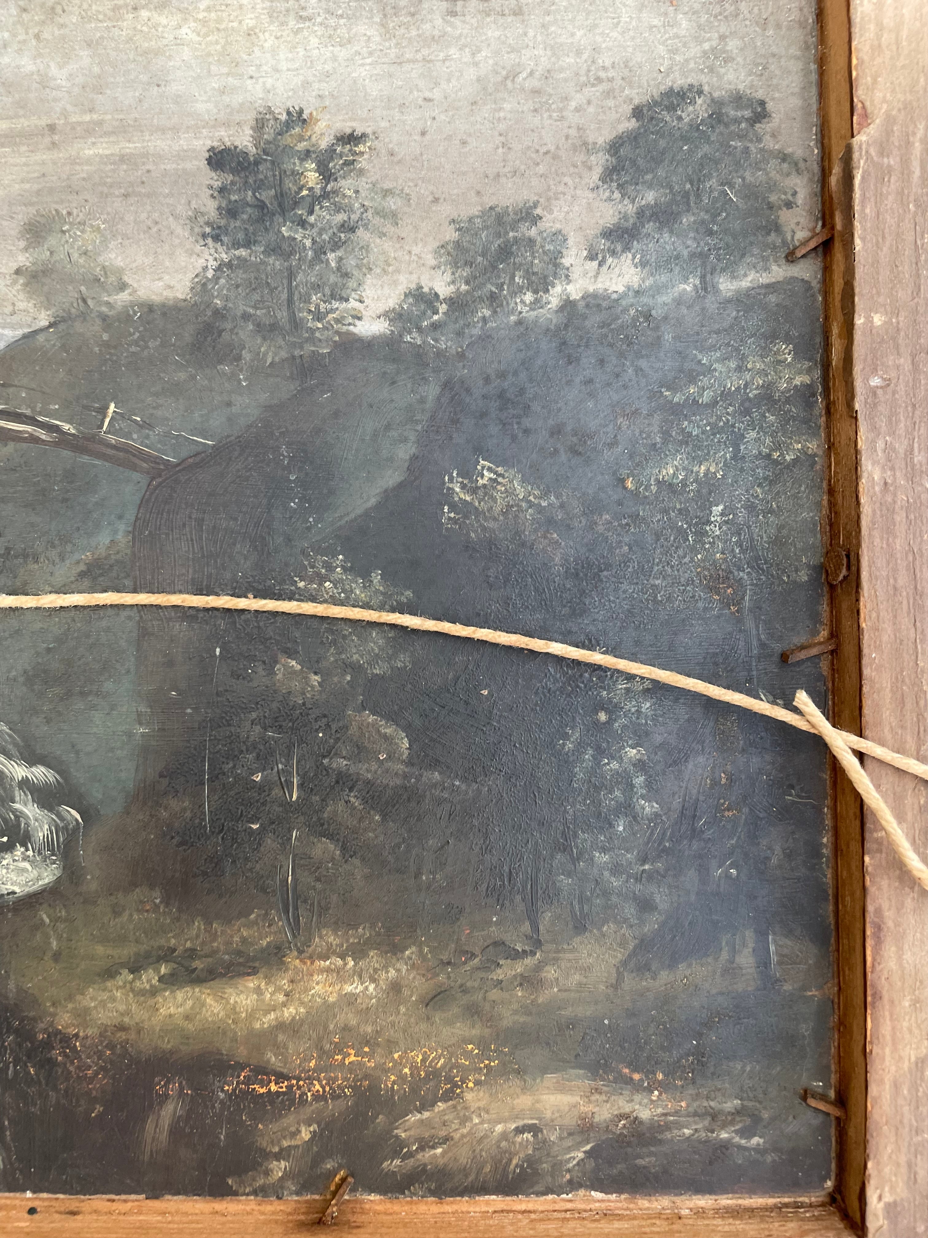 19th Century British School Double-Sided Oil Painting