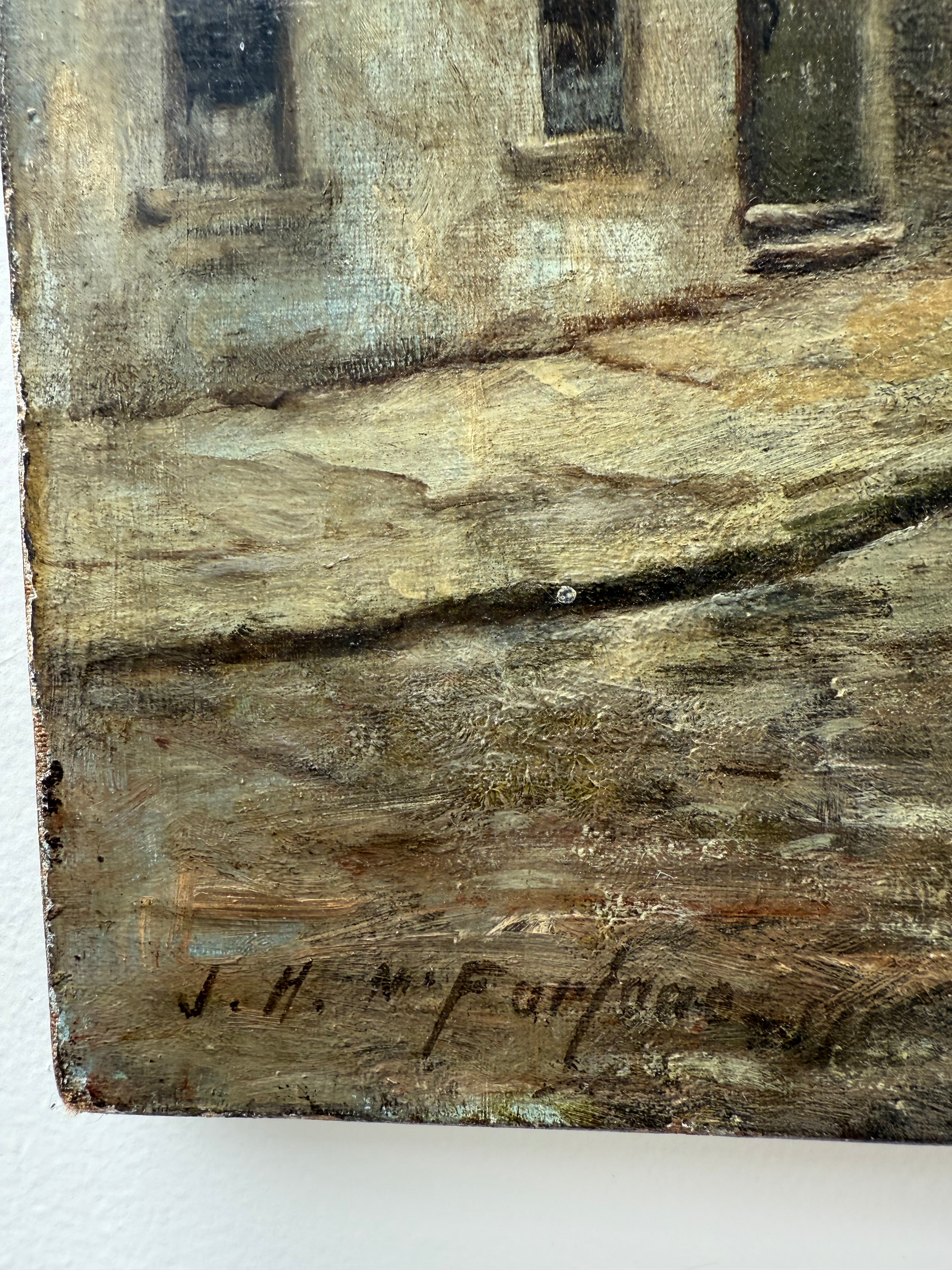 A village in light & shade: 19th Century Scottish School Signed Oil on Canvas