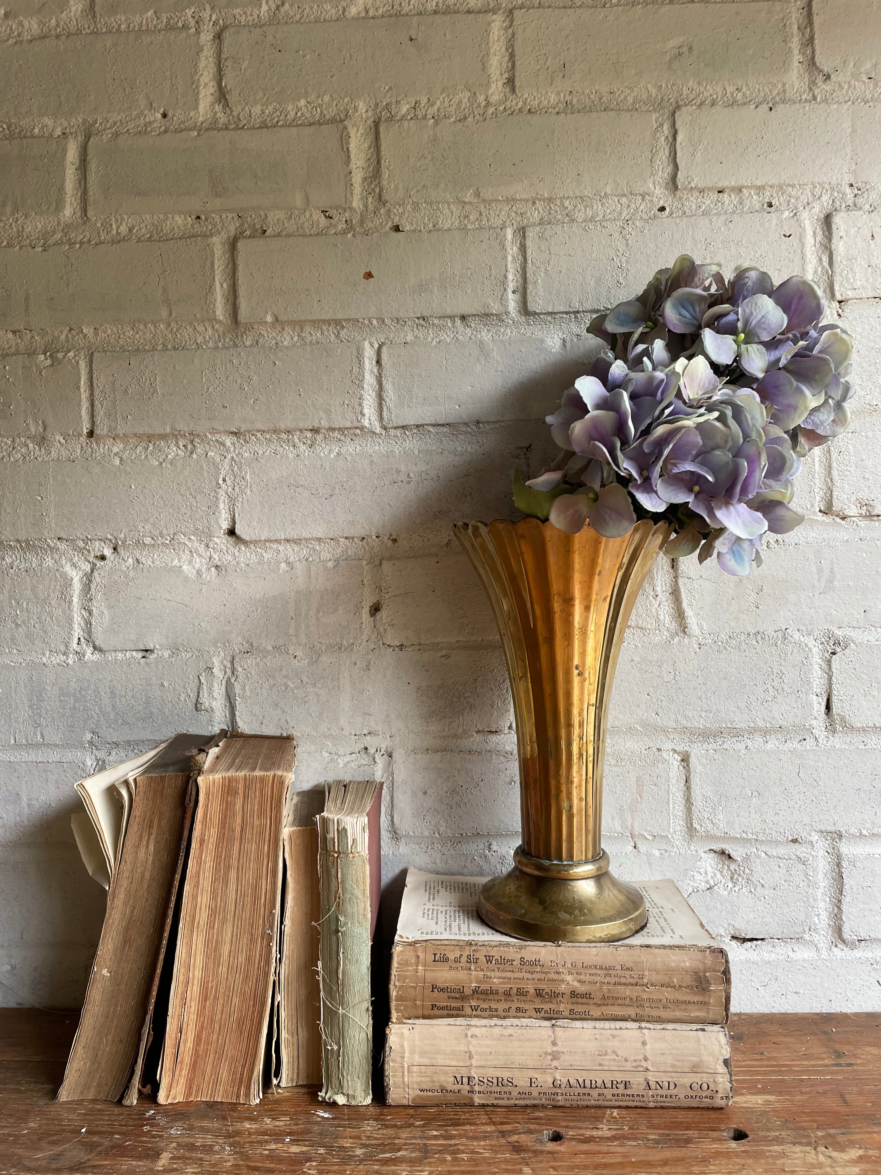 Art Deco Fluted Brass Vase