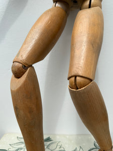Early-Mid 20th Century French Wooden Oversized Articulated Artists Mannequin with Stand