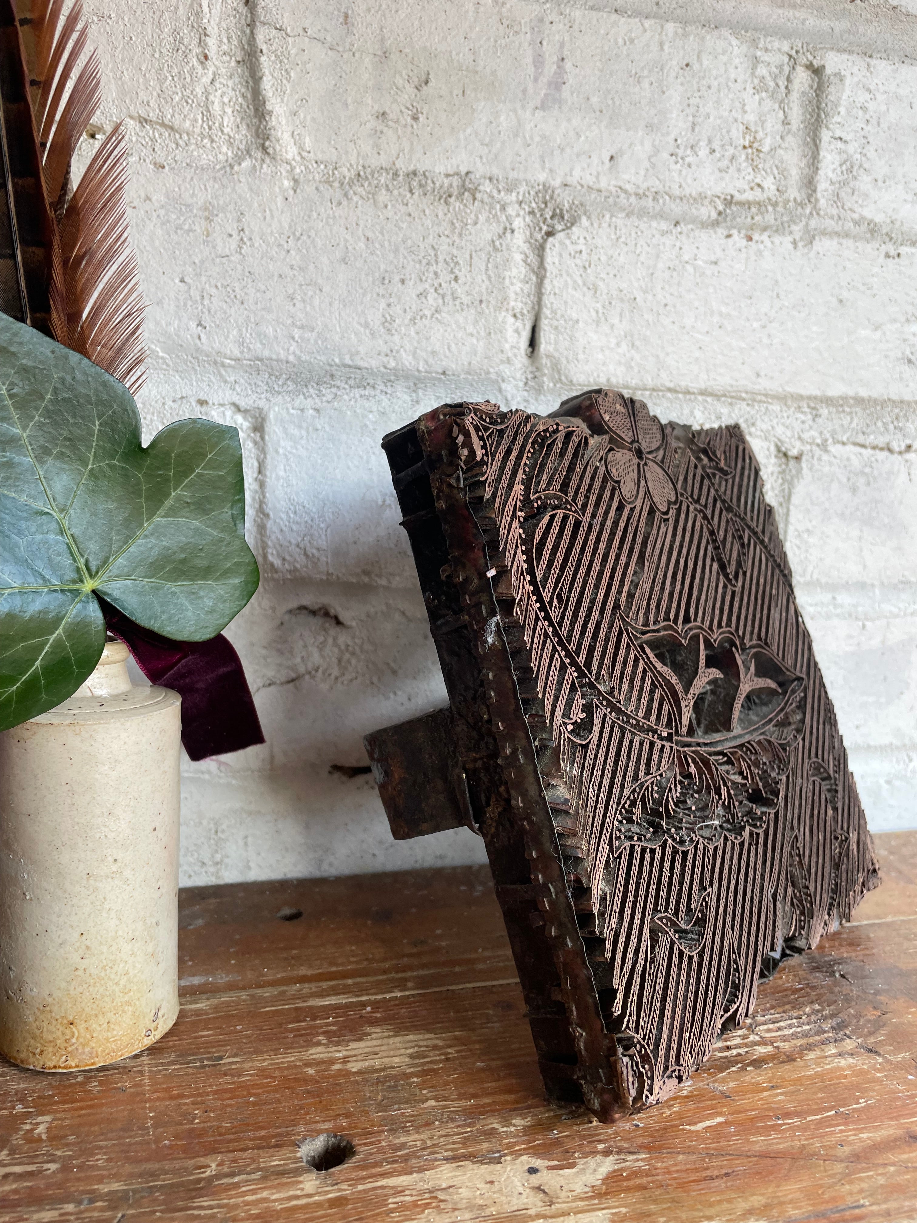 Antique Copper Textile Printing Block