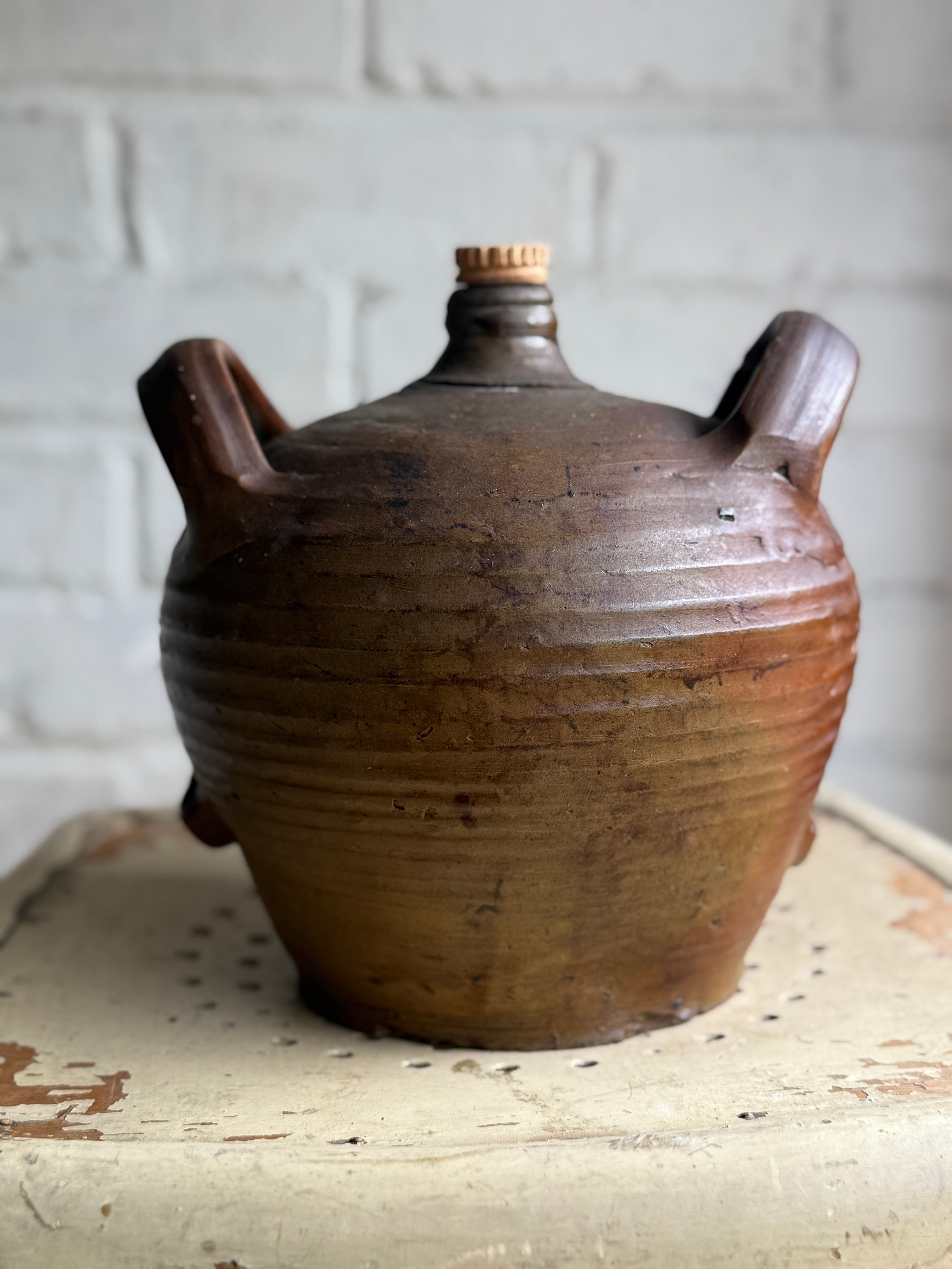 Early 20th Century Stoneware Olive Oil Jug
