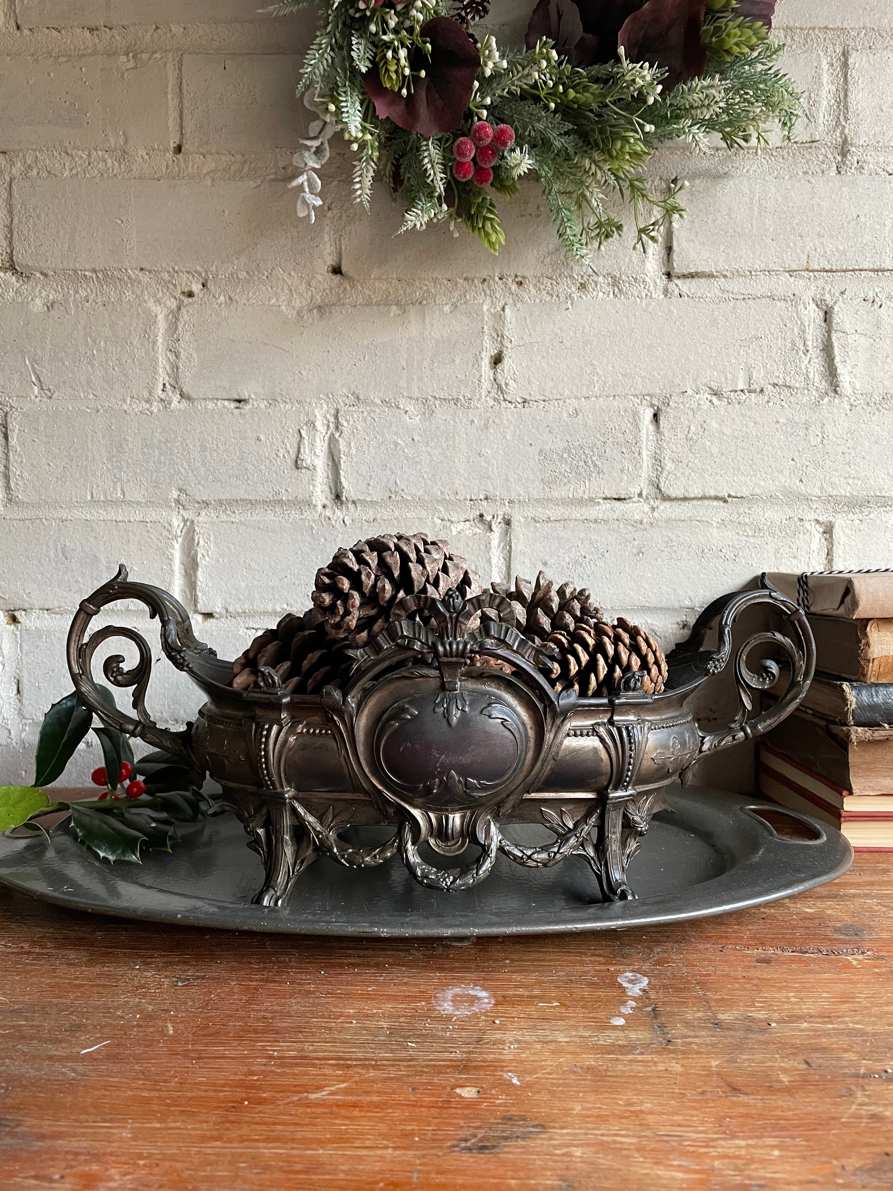 French Embossed Spelter Jardinière